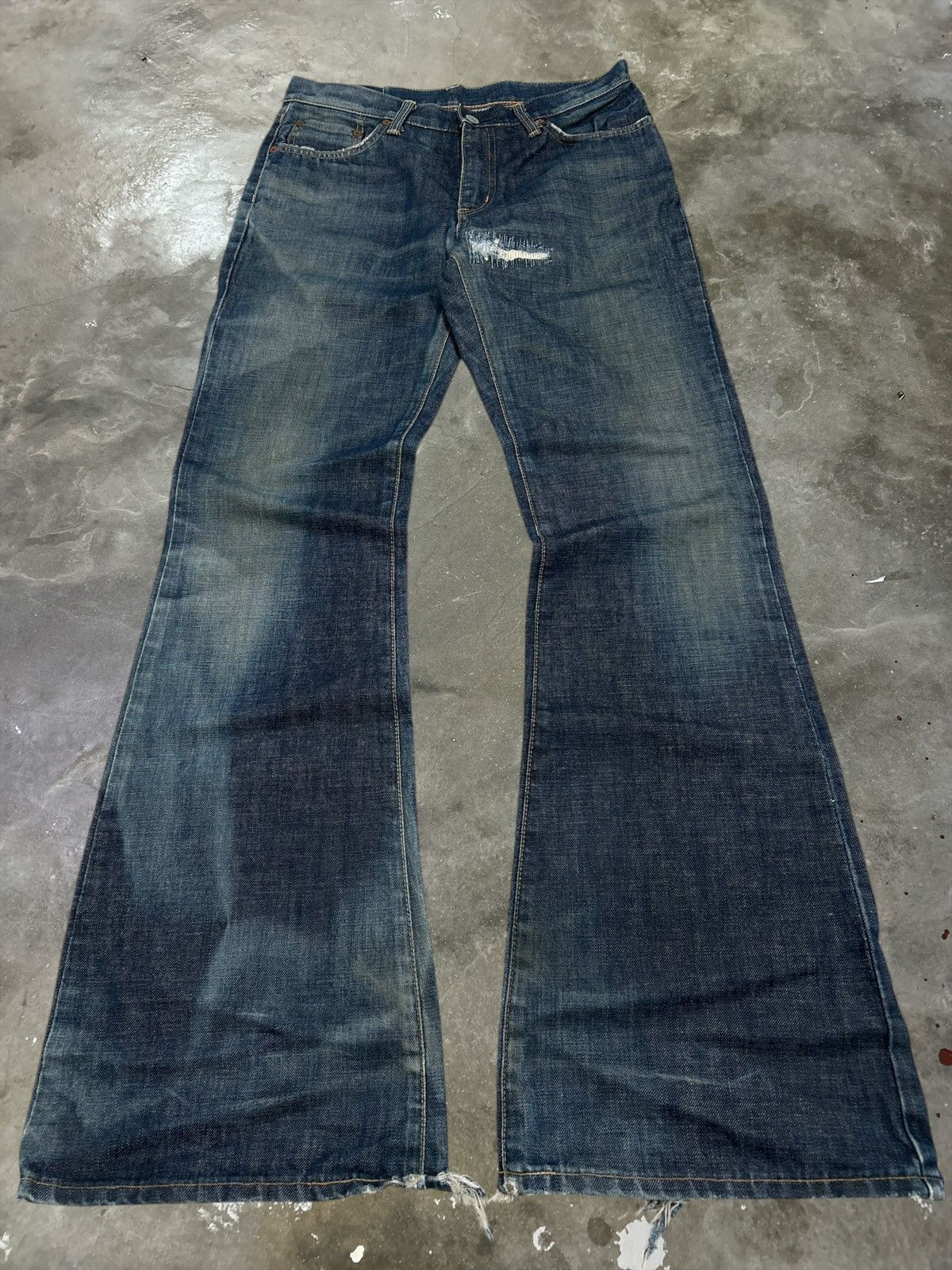 Edwin × Hysteric Glamour × Japanese Brand Vintage Edwin 800SX Flare Washed Ripped Texture Distressed Size US 29 - 1 Thumbnail