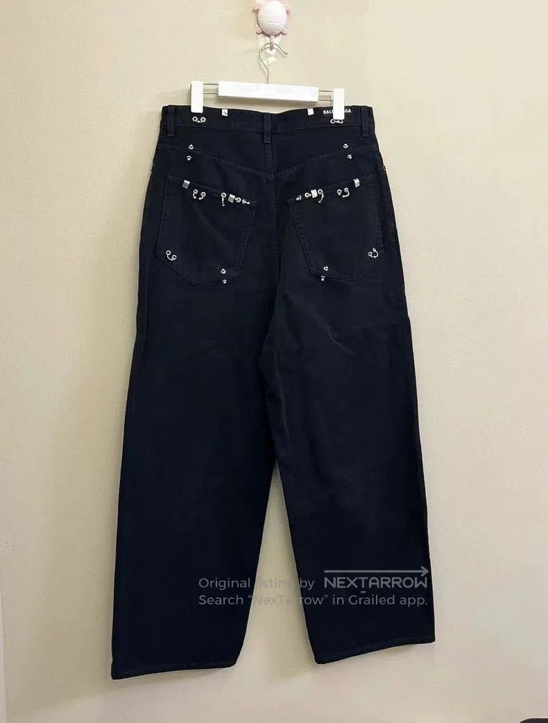 Balenciaga BALENCIAGA Black Metal Pierced Full Logo Jeans M Waist 4. Size US 31 - 5 Thumbnail