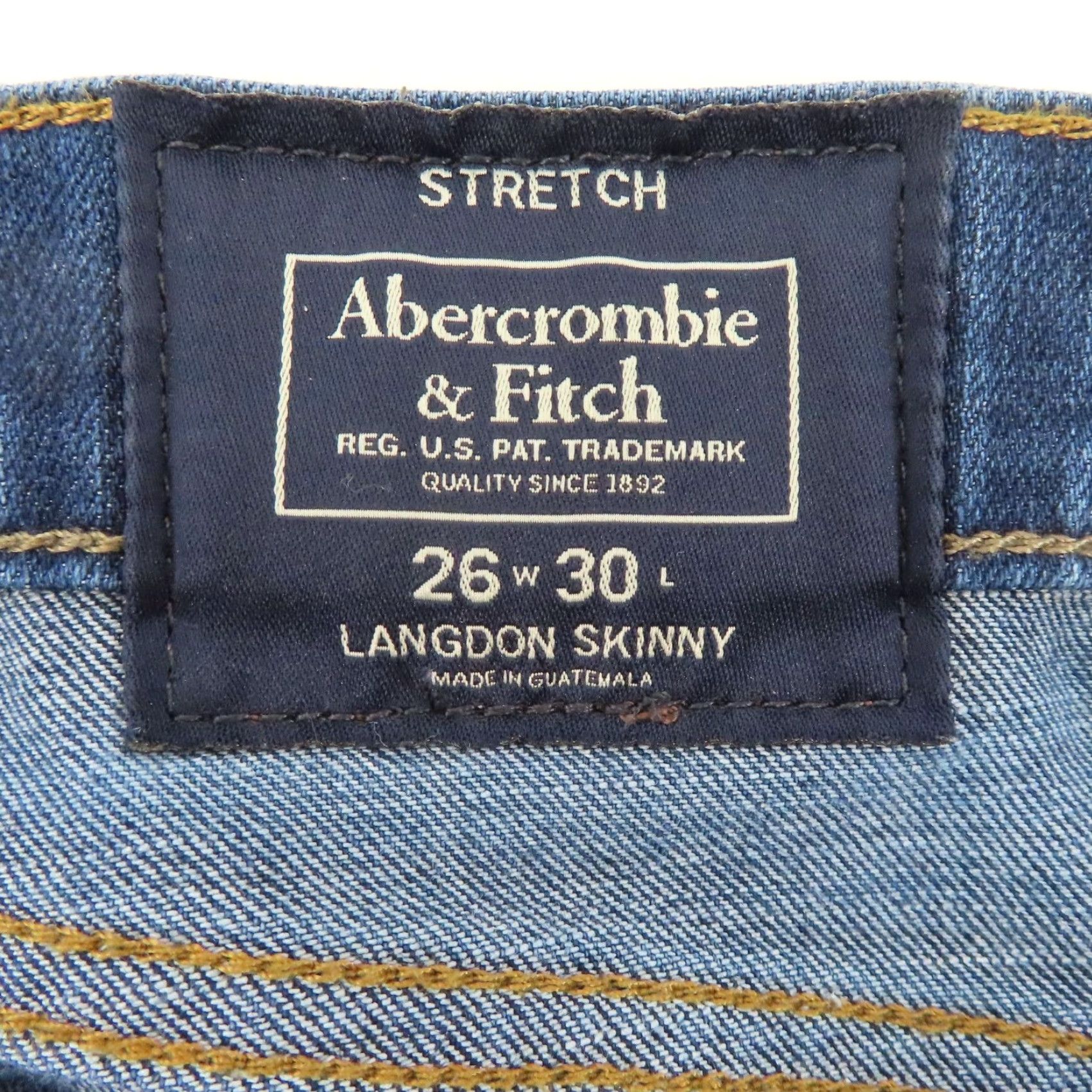 Abercrombie & Fitch Abercrombie & Fitch Langdon Skinny Jeans Mens 26W 30L Denim Blue Stretch 5-Pocket Regular Inseam 30" Size US 26 / EU 42 - 7 Thumbnail