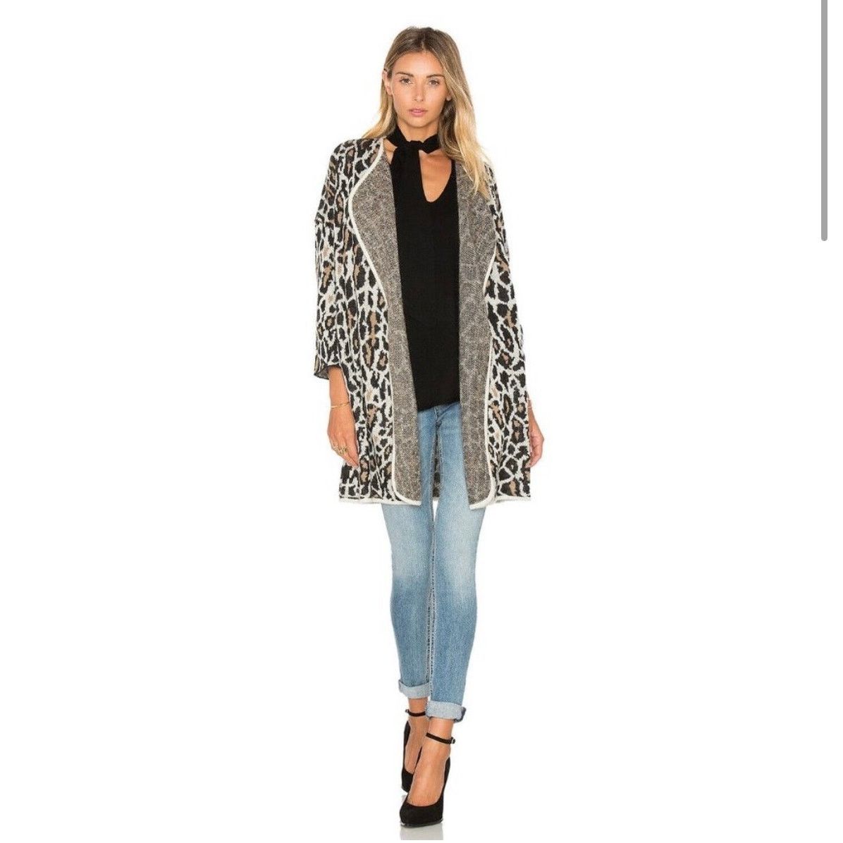 Joie Joie Berit Cardigan Animal Leopard Open Front Wool Blend, XS Size XS / US 0-2 / IT 36-38 - 1 Thumbnail