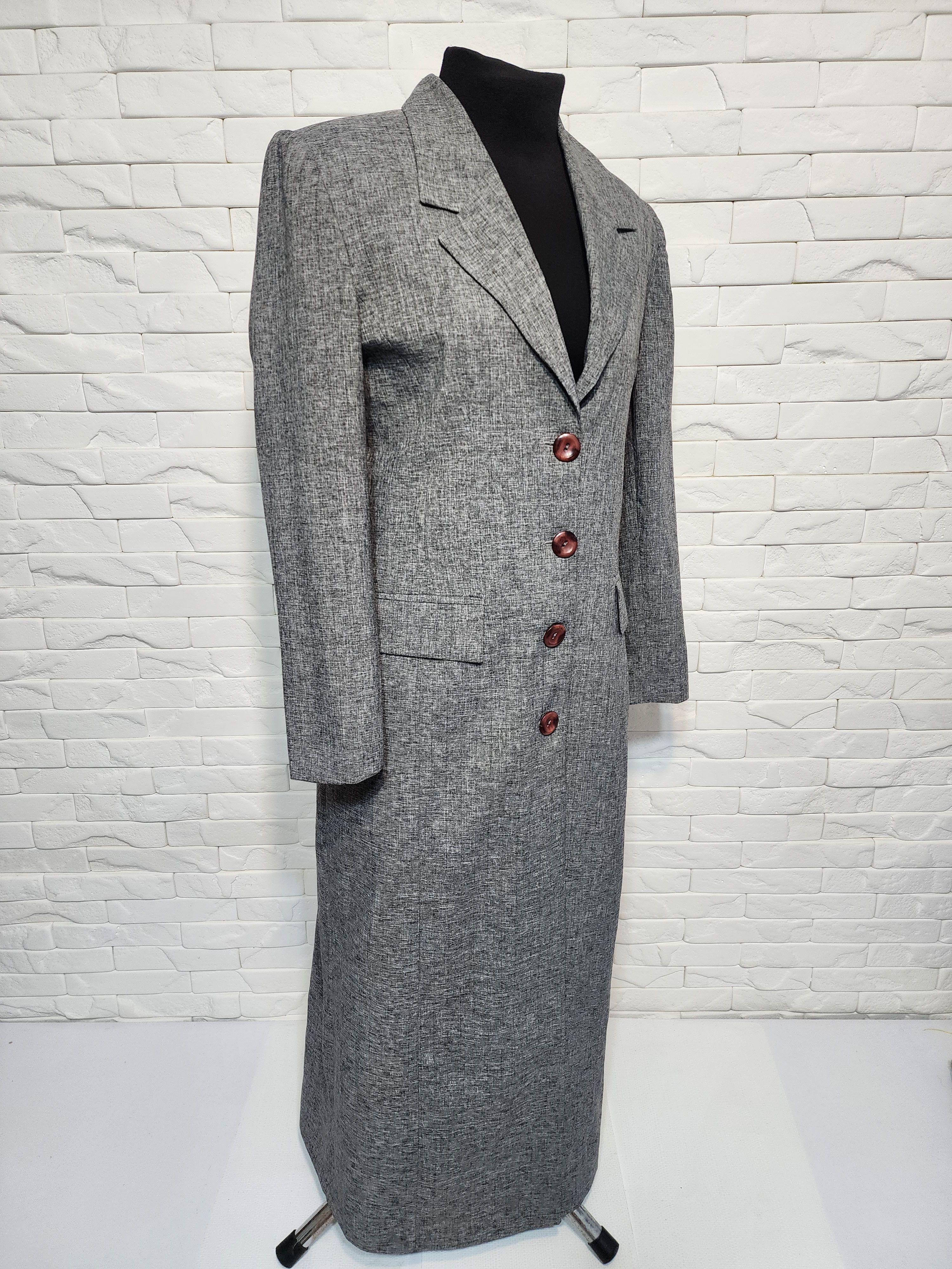 Designer Women's gray long coat. Size L / US 10 / IT 46 - 3 Thumbnail