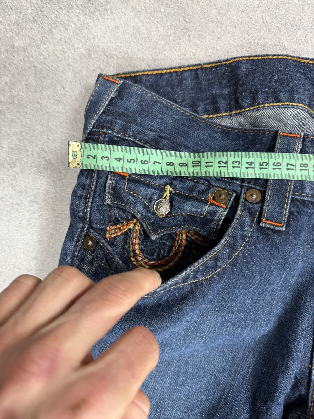 True Religion VTG True Religio Baggy Distressed Washed Y2K Size US 31 - 16 Thumbnail