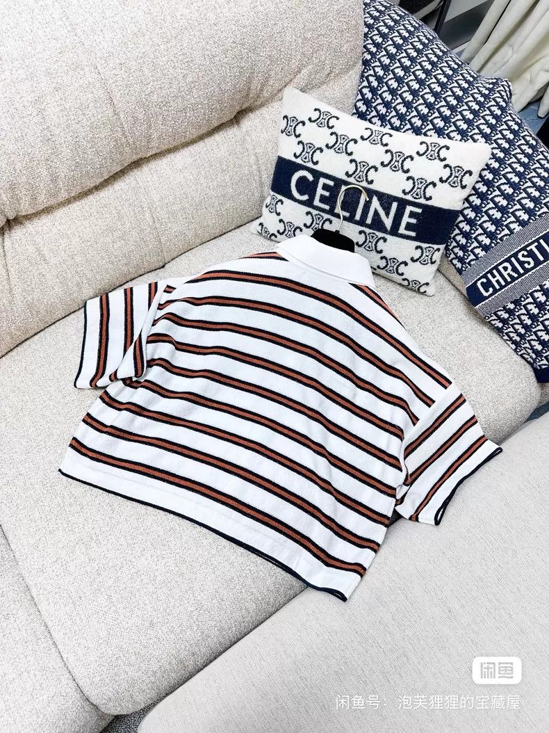 Chanel Chanel Brown striped wide short-sleeved polo shirt Size XS / US 0-2 / IT 36-38 - 3 Thumbnail