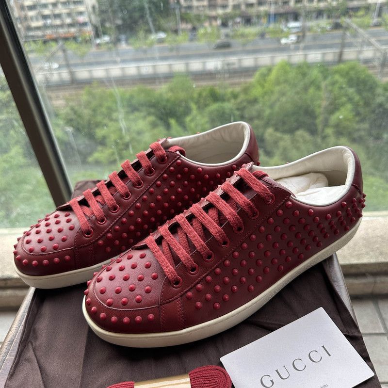 Gucci Gucci Red Studded Sneakers for Bold Style - Size US 8.5 / EU 41-42 - 1 Thumbnail