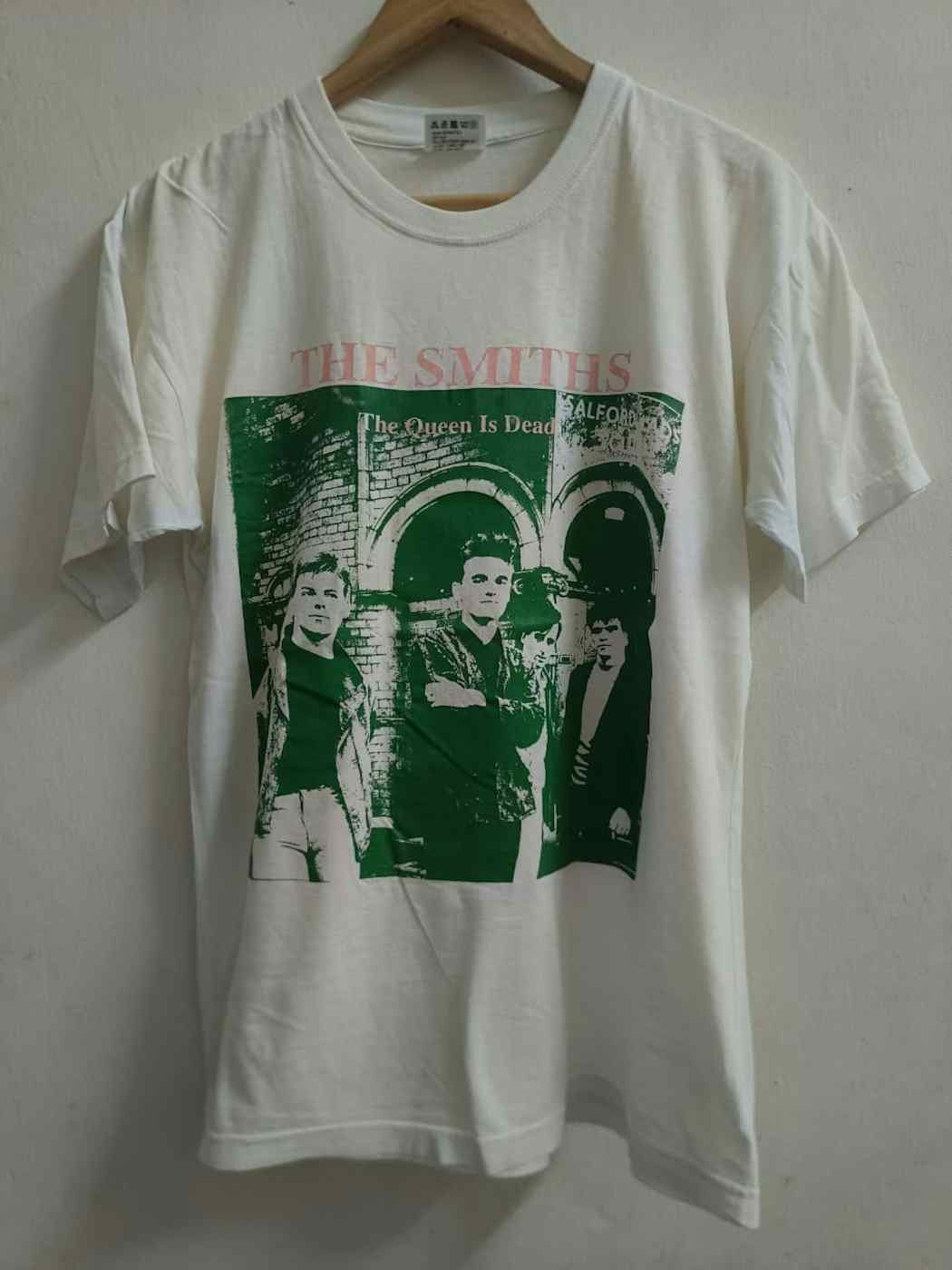 image of Band Tees x The Smiths Vintage 80's Band The Smith Tee in White/Green, Men's (Size Medium)
