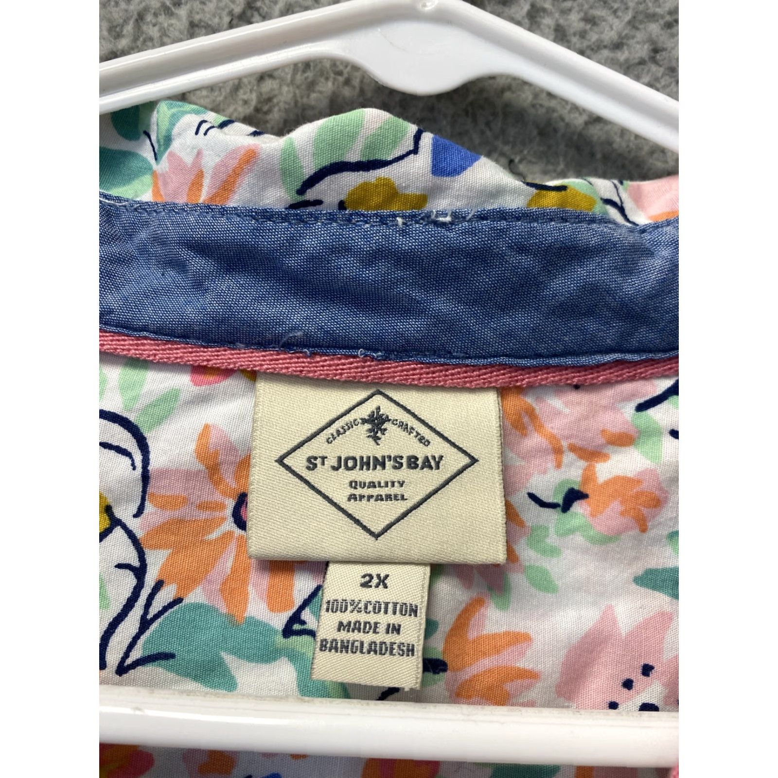 Pinko VINTAGE St John’s Bay Women's Button-Up Top 2XL Pink Floral Casual Long Sleeve Business Workwear Size XXL / US 16-18 / IT 52-54 - 5 Thumbnail