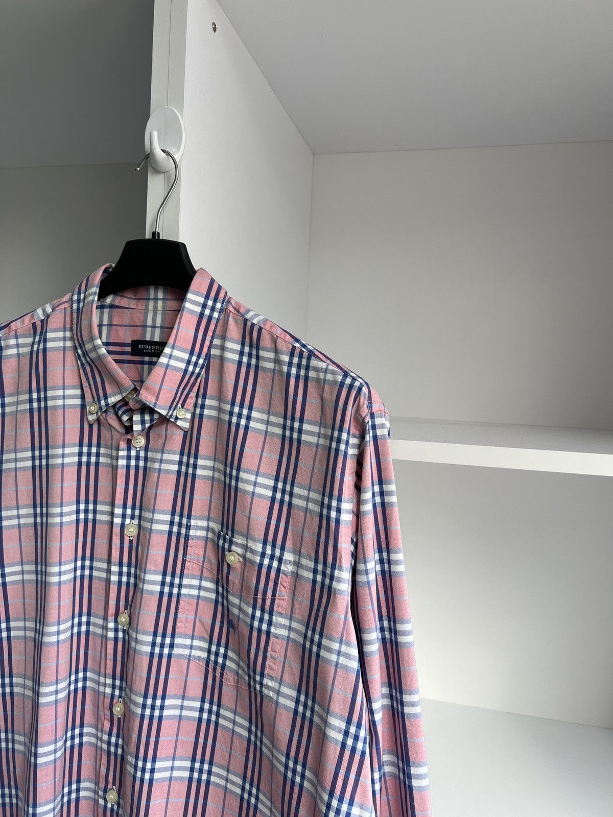 Burberry × Vintage VintageBurberry Check Button-Down Shirt Pink Checked Size US L / EU 52-54 / 3 - 8 Thumbnail