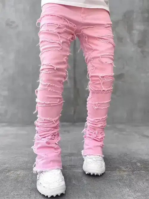 Jean Pink Color Heavyweight Streetwise Stretch Patch Denim Pant Size US 30 / EU 46 - 1 Thumbnail