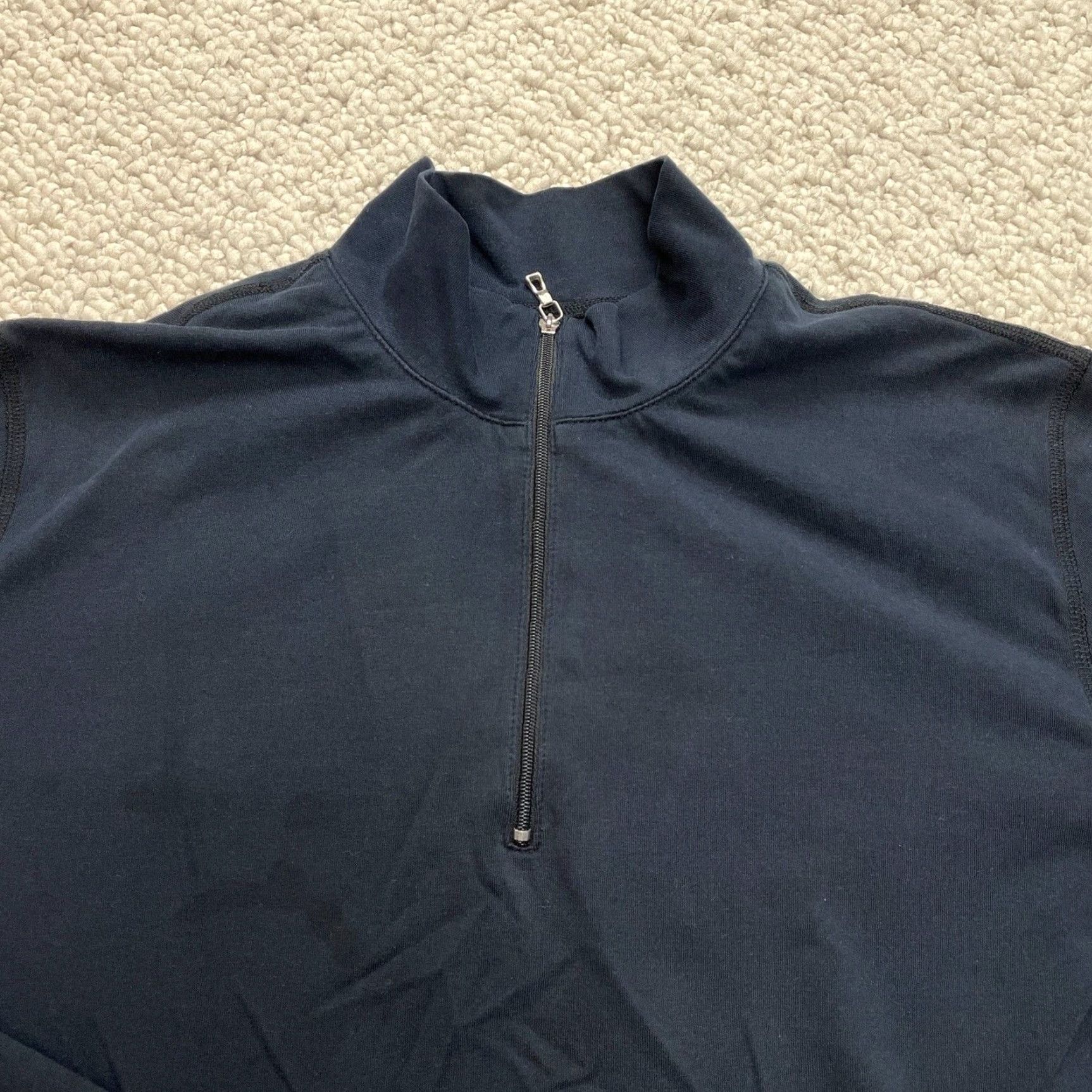 Lands' End Lands' End Ladies 1/4 Zip Pullover Jacket Womens Large 14-16 Navy Blue Solid Shirt Womens L Navy 1/4 Zip Jacket Size L / US 10 / IT 46 - 4 Thumbnail
