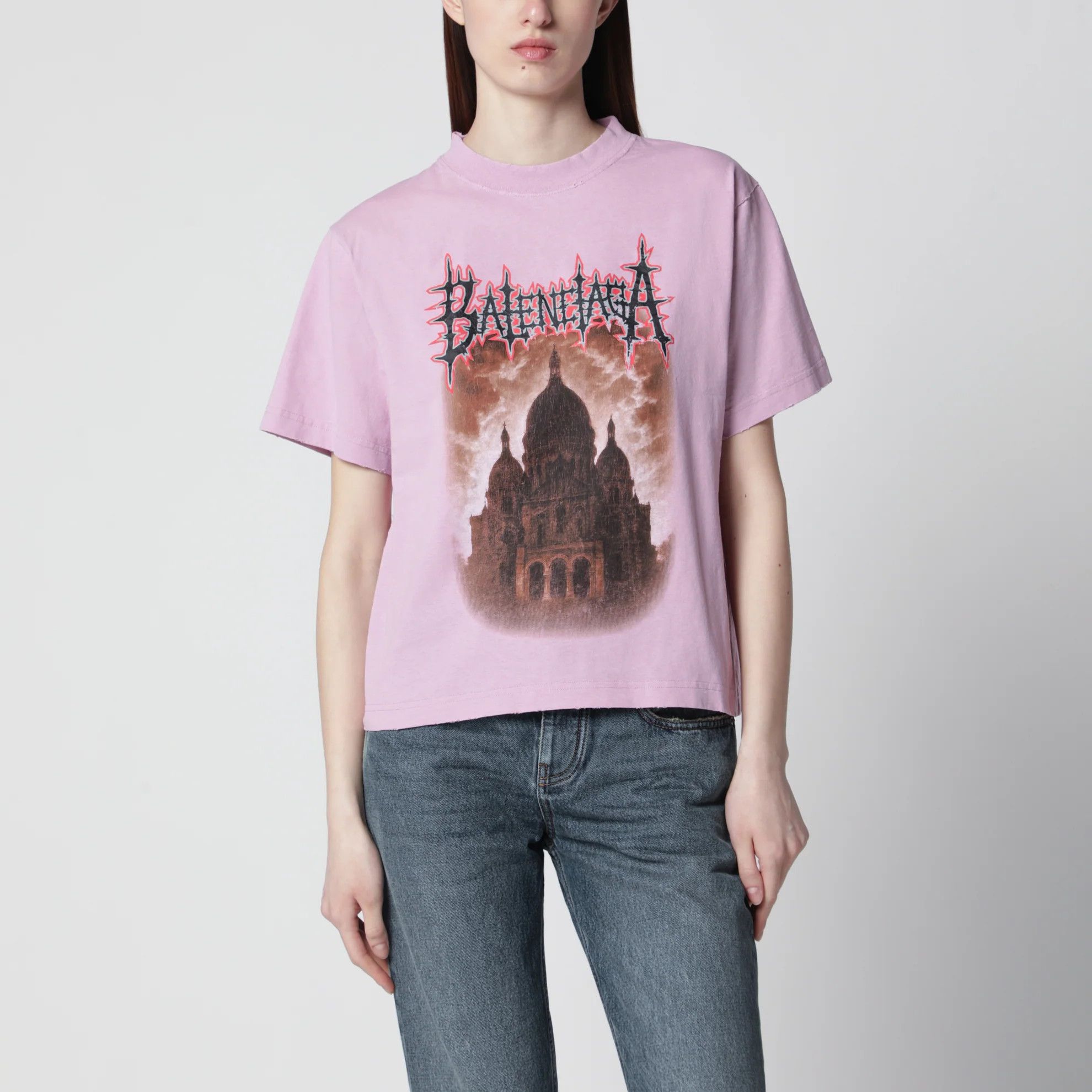 Balenciaga o1d2blof0426 Short Sleeve T-Shirt in Pink Size M / US 6-8 / IT 42-44 - 1 Thumbnail