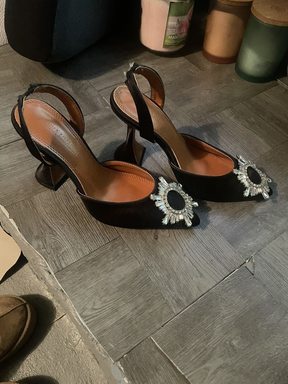 Amina Muaddi Amino muaddi black crystal embellished heels Size US 6 / IT 36 - 2 Thumbnail