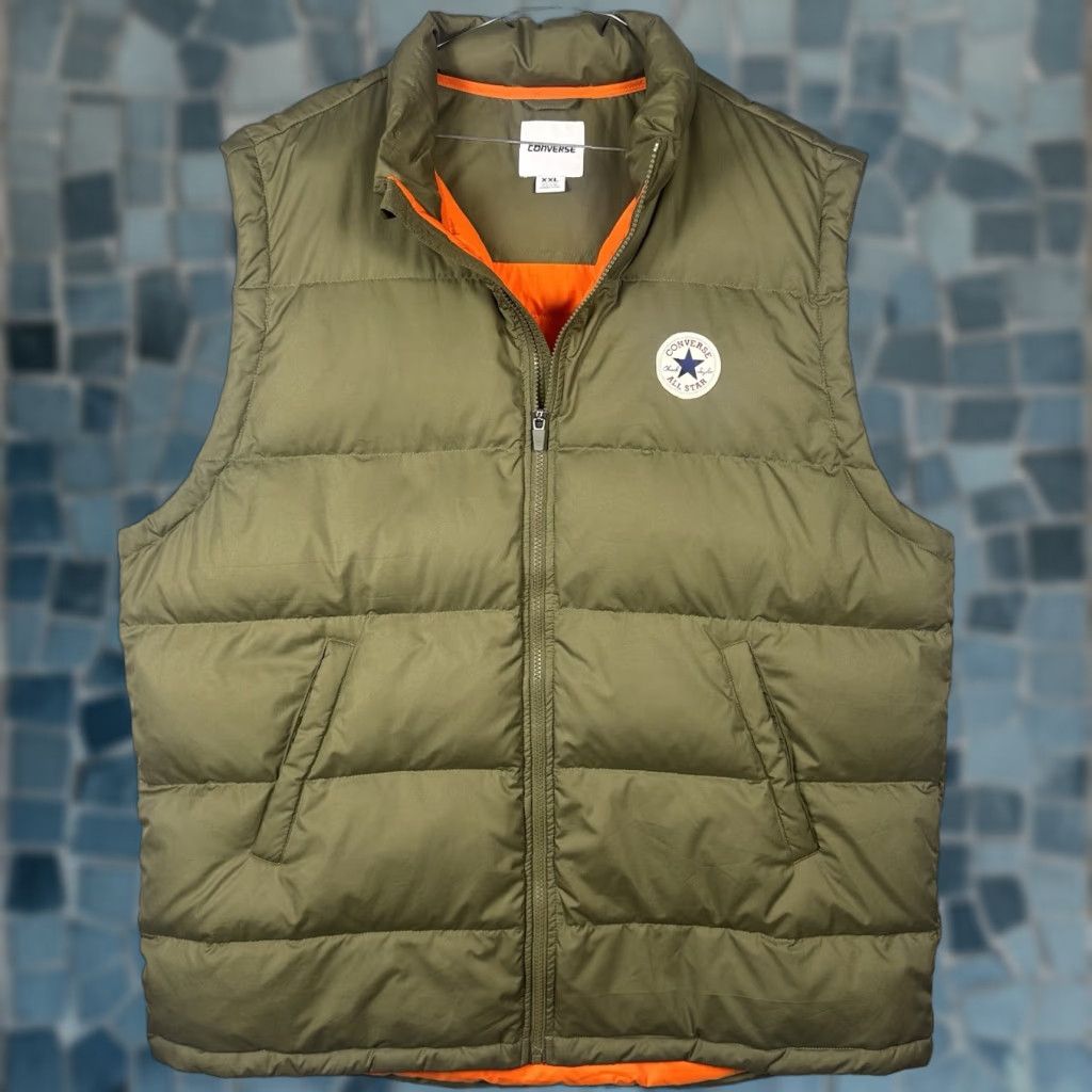 Converse Converse Vest Mens 2XL 2XL Duck Down Puffer Quilted Full Zip Olive Green Hiking Vest Mens Hoodie? Size US XXL / EU 58 / 5 - 1 Thumbnail