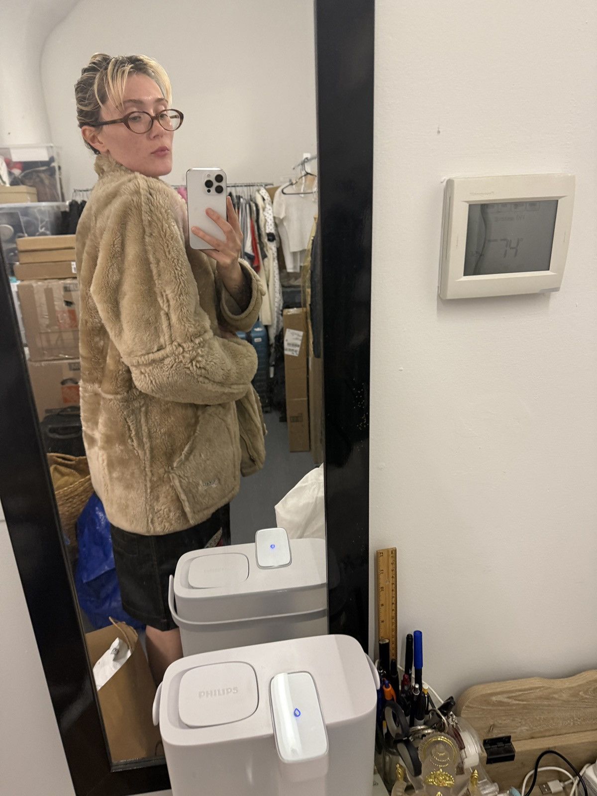 Vintage Vintage Suede/Shearling beige bomber coat Size L / US 10 / IT 46 - 6 Thumbnail