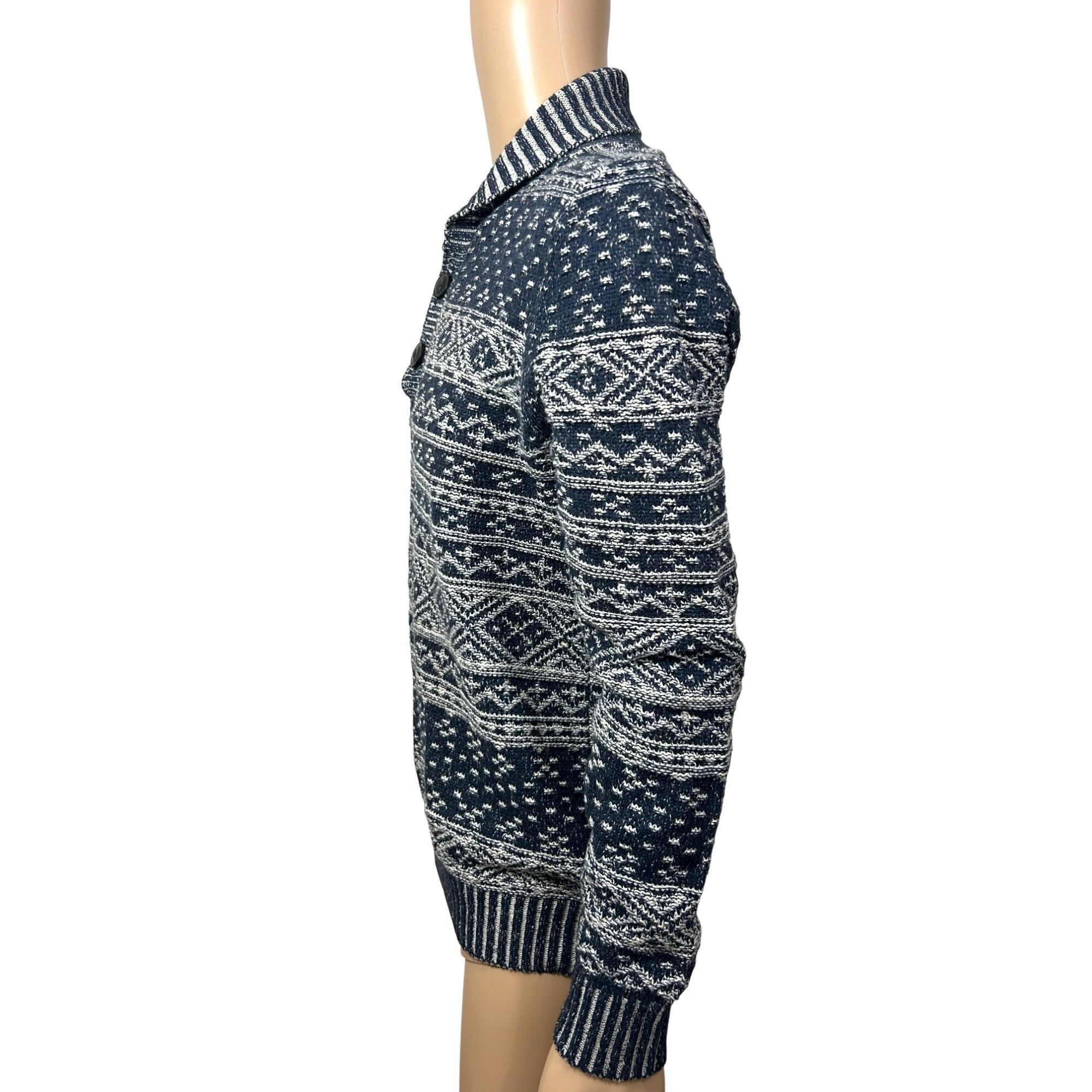 JCPenney JC Penny Mens Vtg Fair Isle Blue White Sweater M Long Sleeve Size US M / EU 48-50 / 2 - 3 Thumbnail