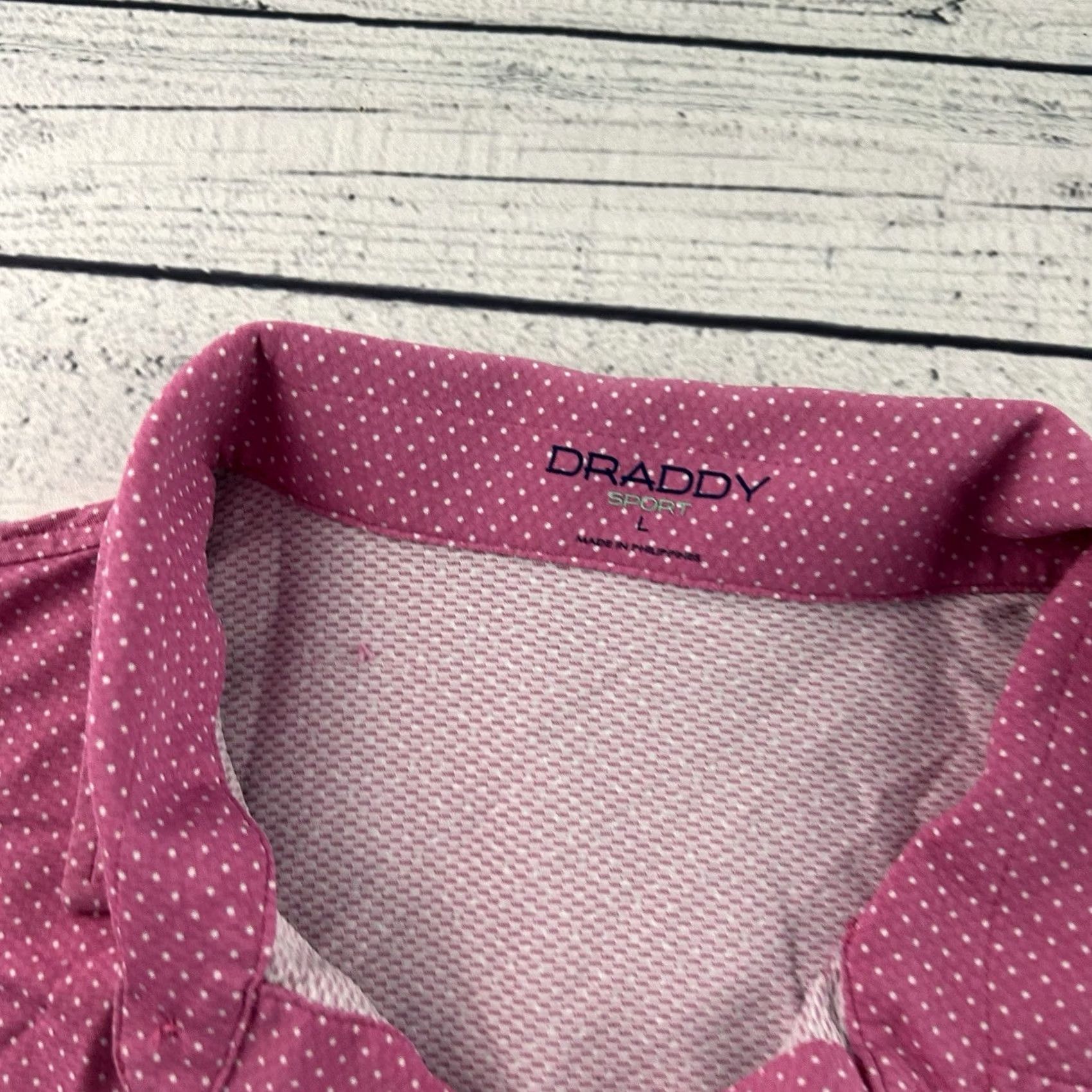 Vintage B Draddy Polo Shirt Men's Large Pink Short Sleeve Button-Up Polka Dot Embroidered Casual Sports Shirt Size US L / EU 52-54 / 3 - 2 Thumbnail