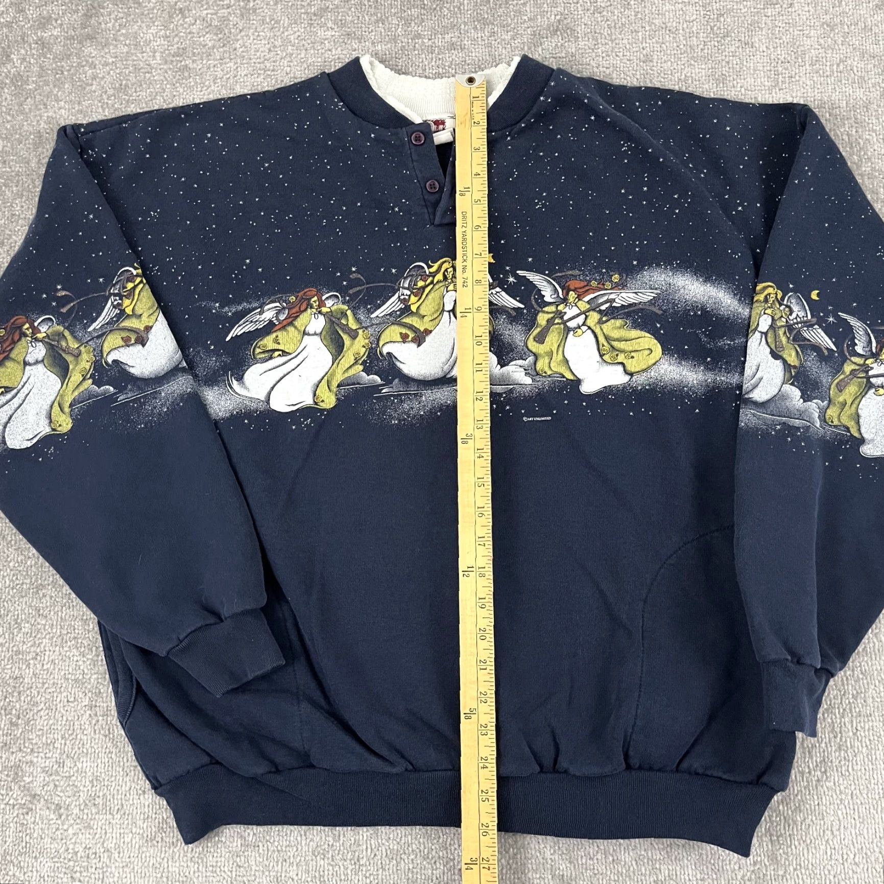 Vintage VTG Art Unlimited Sweatshirt Adult Women 2XL Angels Heaven All Over Wrap Grandma Size XXL / US 16-18 / IT 52-54 - 3 Thumbnail