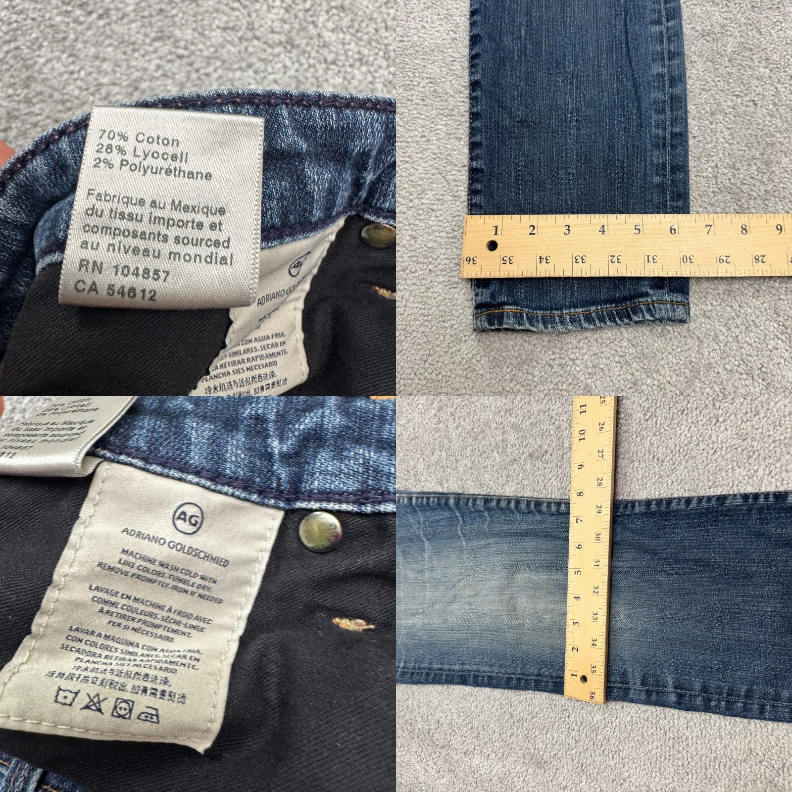 Denime VINTAGE AG Adriano Goldschmied The Stilt Cigarette Denim Jeans Womens 29R Blue Stretch Size 29" - 9 Thumbnail