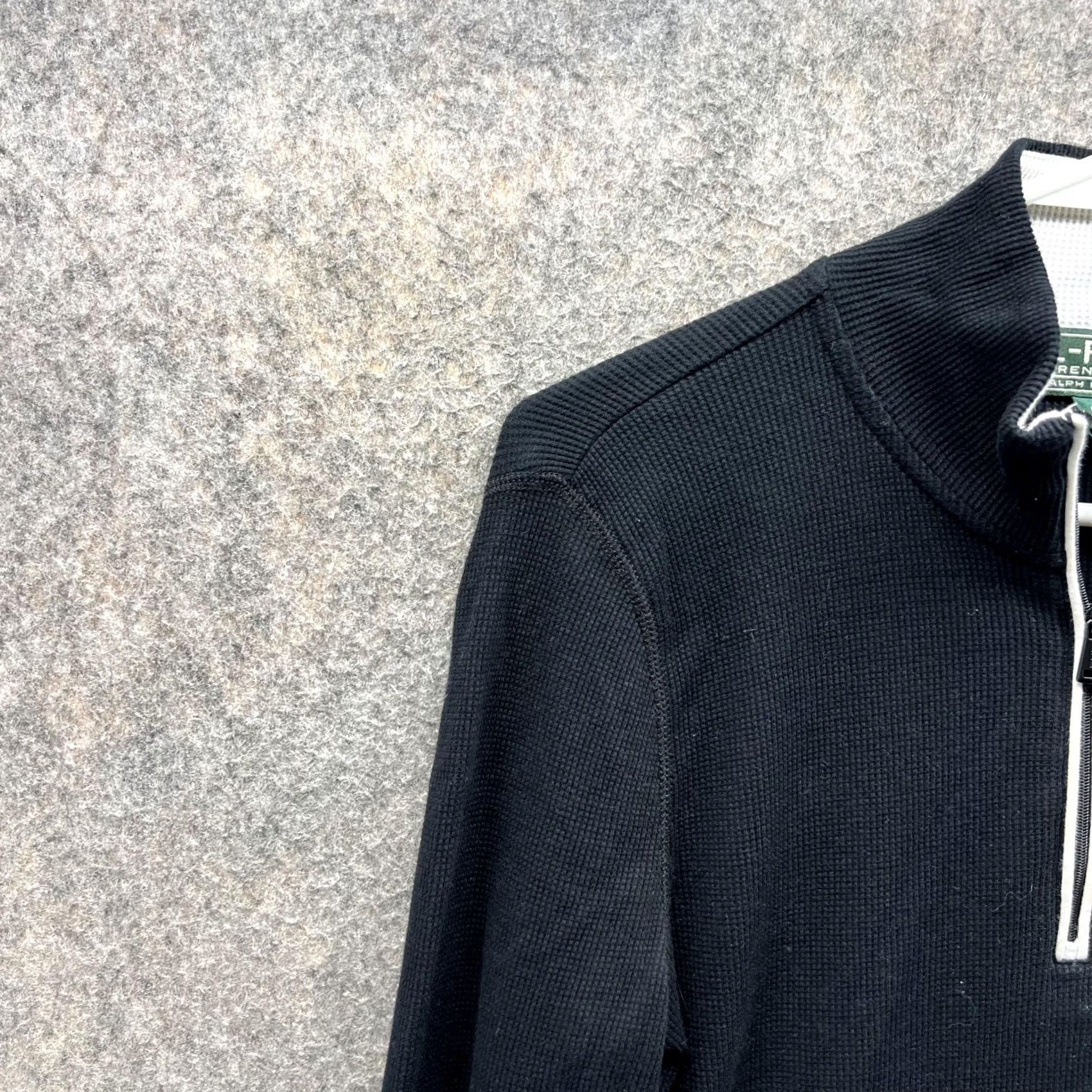 Ralph Lauren VINTAGE Lauren Ralph Lauren Sweater Women Medium Black 1/4 Zip Mock Neck Embroidered Logo Pullover Size M / US 6-8 / IT 42-44 - 6 Thumbnail