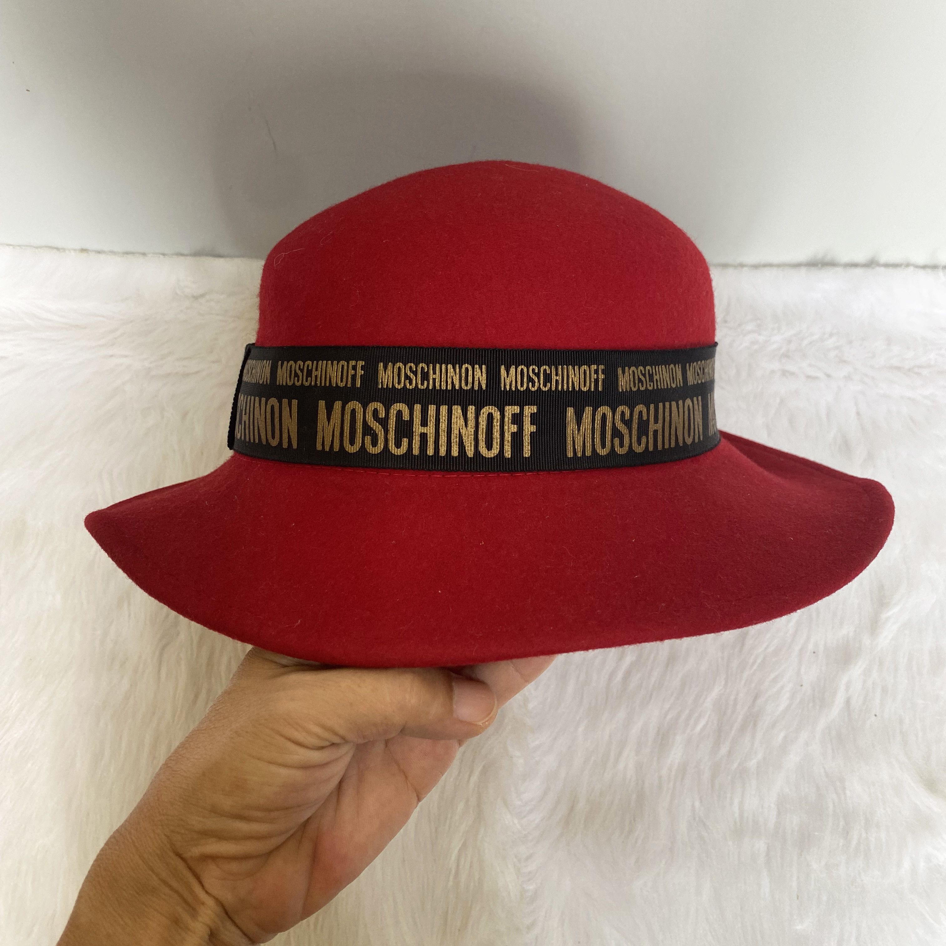 Moschino × Vintage MOSCHINO Cheap & Chic Vintage Red Wool Fedora Hat Size ONE SIZE - 6 Thumbnail