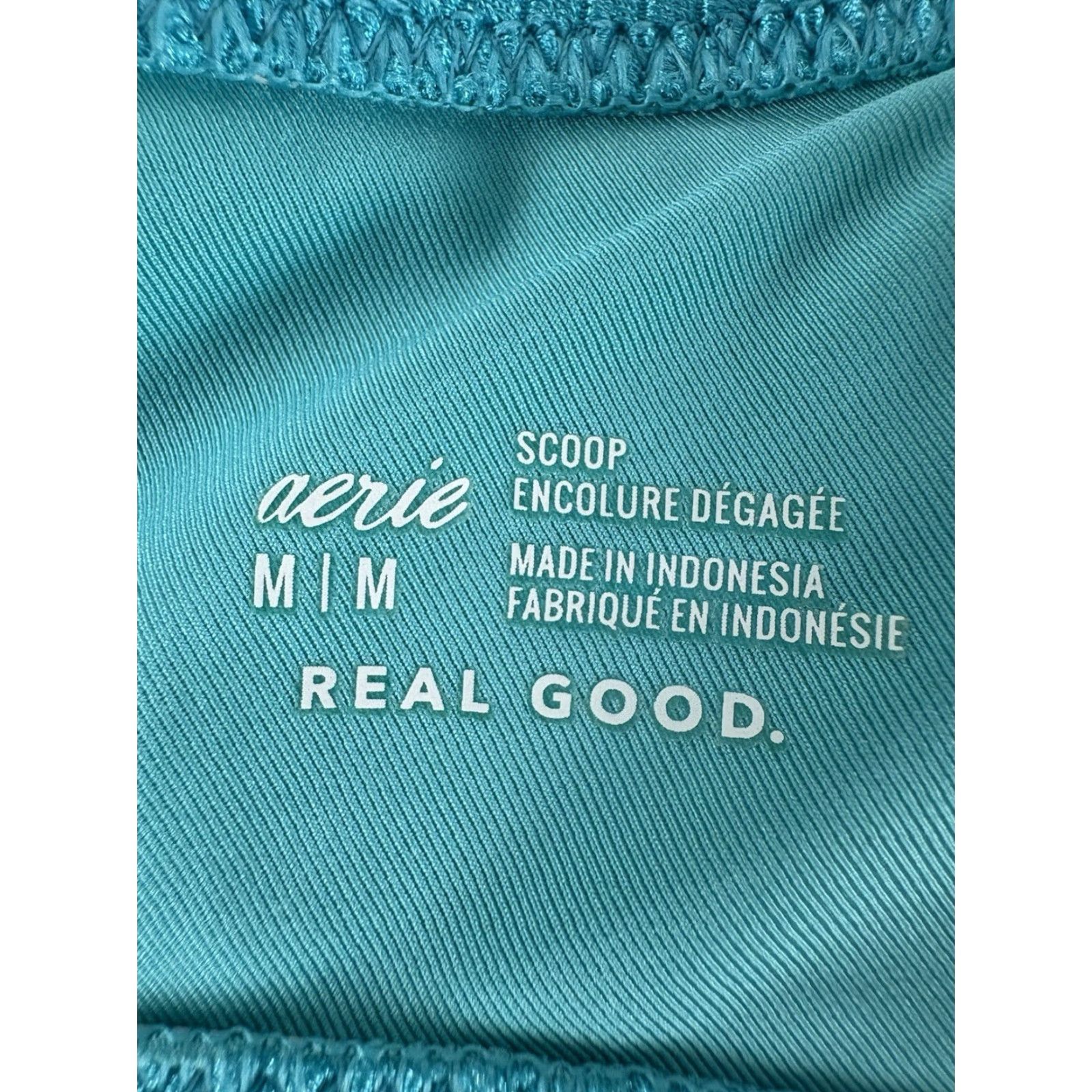 Vintage Aerie Turquoise Bikini Top Womens M Scoop V-Neck No Padding Adjustable Strap Back Logo Beach Modern Size M / US 6-8 / IT 42-44 - 5 Thumbnail