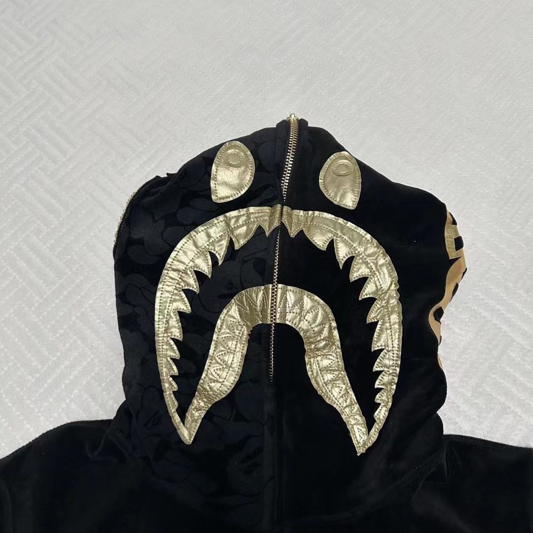 Bape BAPE BLACK GOLD SHARK FULL ZIP HOODIE Grailed