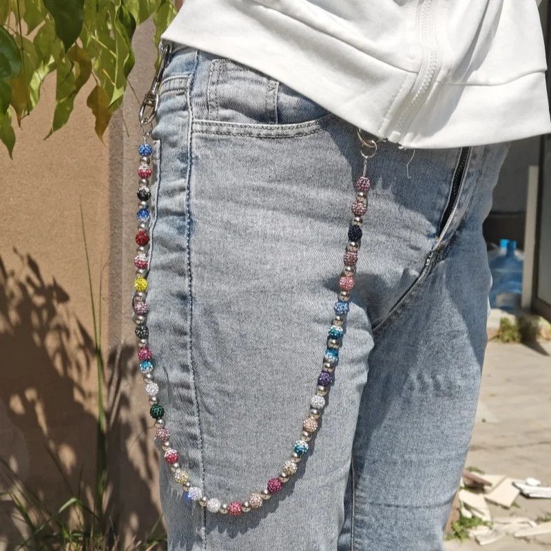Jewelry Round Bead Rhinestone Multicolor Punk Pants Chain Size ONE SIZE - 3 Thumbnail