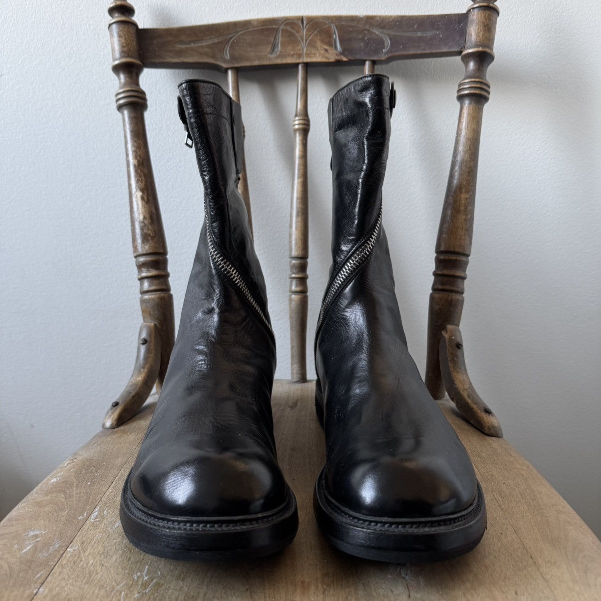 Rick Owens Rick Owens Black Spiral Zip Calf Leather Boots Size US 9 / EU 42 - 5 Thumbnail