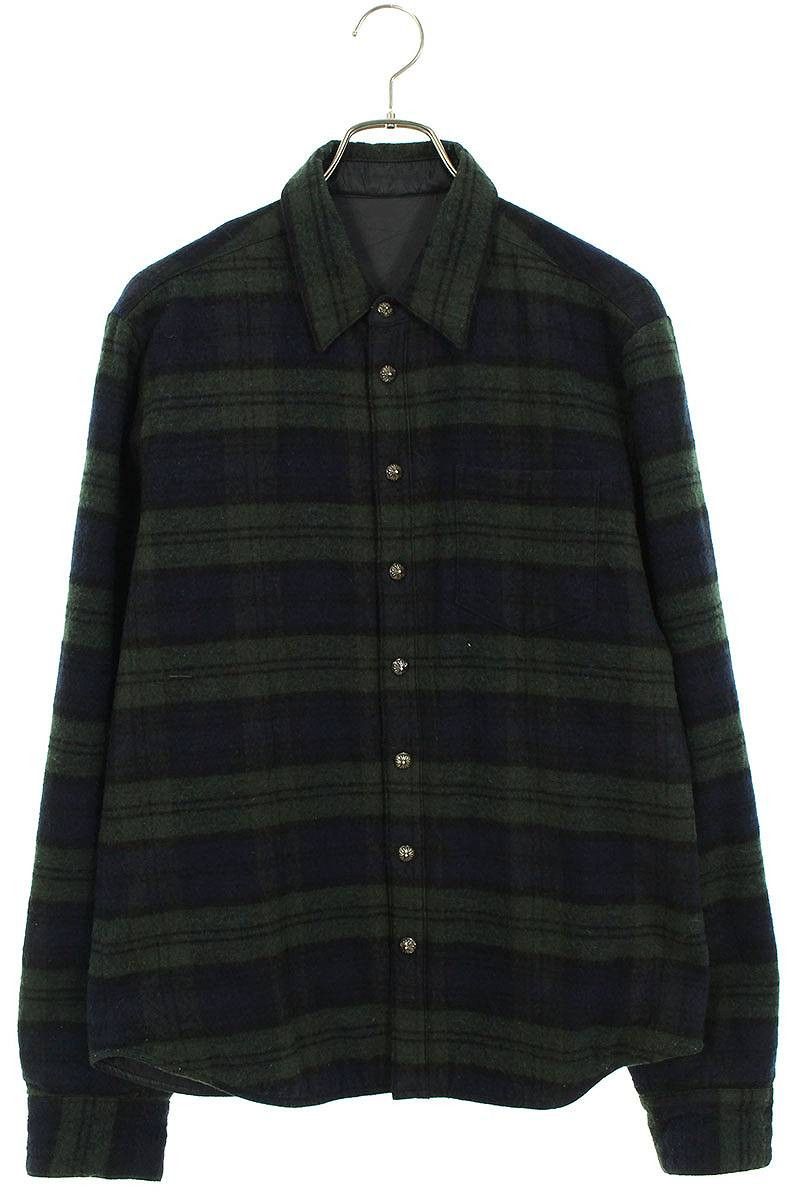 image of Chrome Hearts Reversible Nylon Flannel Shirt in Green, Men's (Size Medium)
