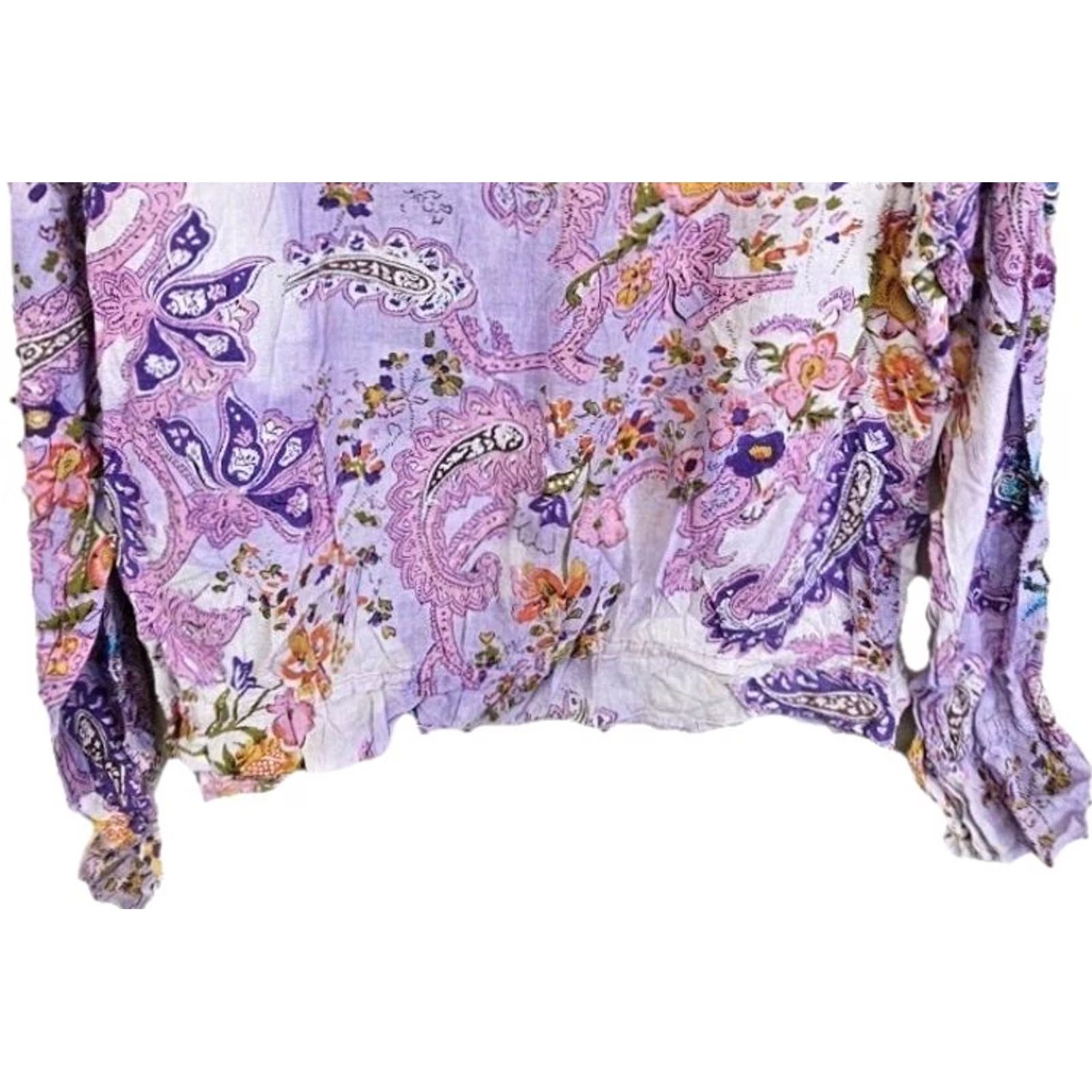 Vintage A.M.I Purple Blouse Paisley Feminine Medium Whimsical Fairy Tale Size L / US 10 / IT 46 - 6 Thumbnail
