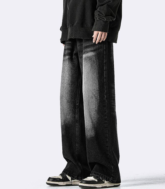 Japanese Brand Men's retro distressed washed loose straight casual jeans Size US 32 / EU 48 - 3 Thumbnail