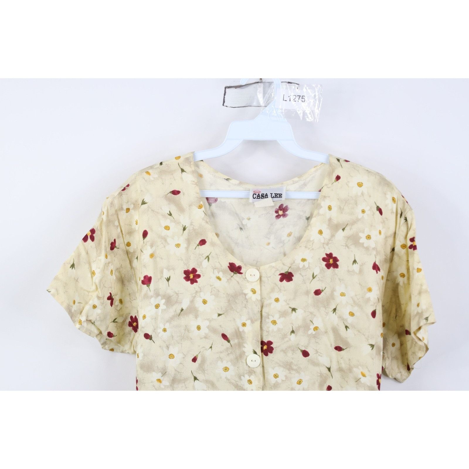 Vintage Vintage 90s Country Primitive Rayon Gabardine Flower Dress Size L / US 10 / IT 46 - 2 Thumbnail