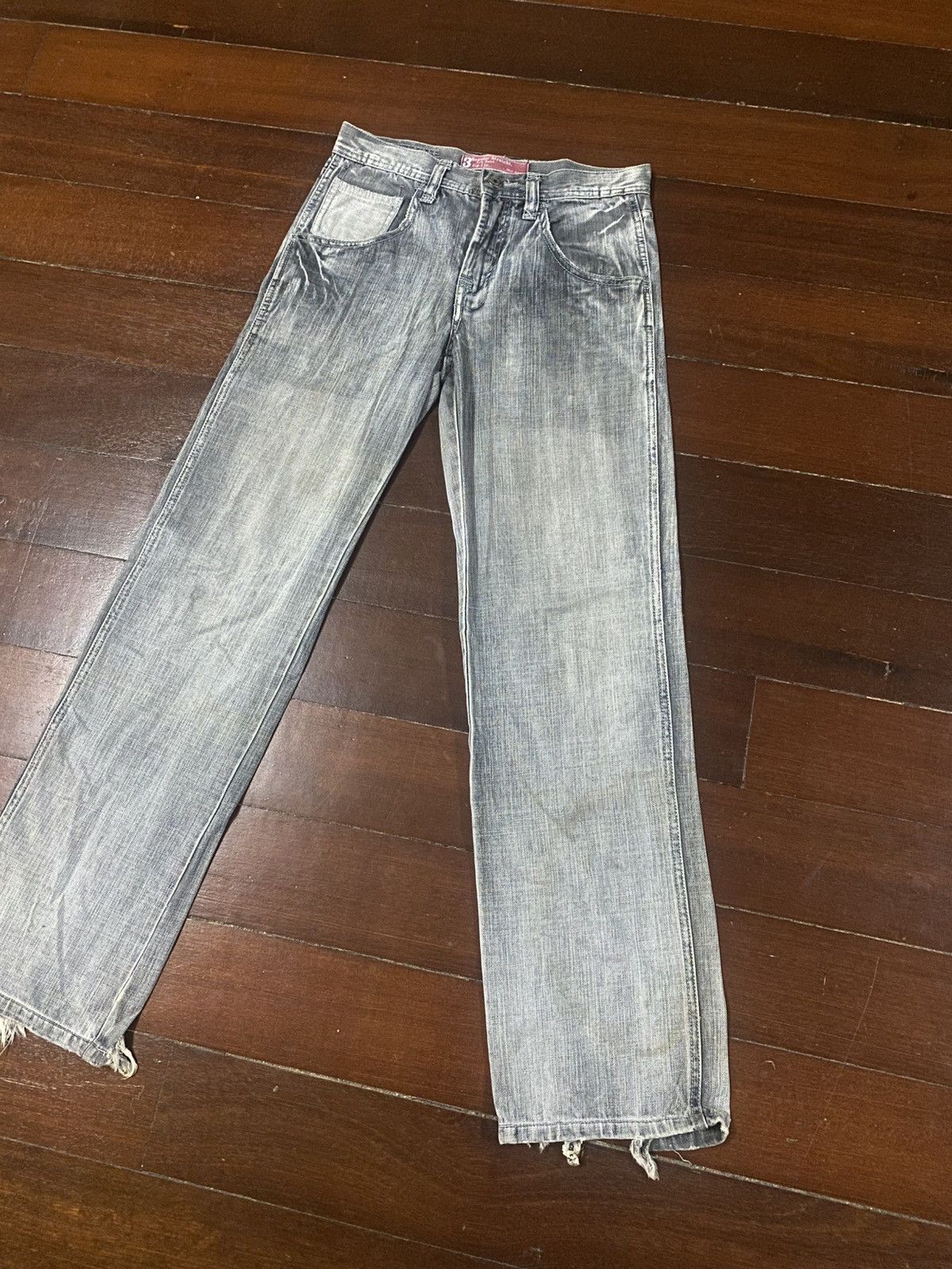 If Six Was Nine Flare Jeans netmen Clawmark Distress Faded Denim Size US 30 / EU 46 - 7 Thumbnail