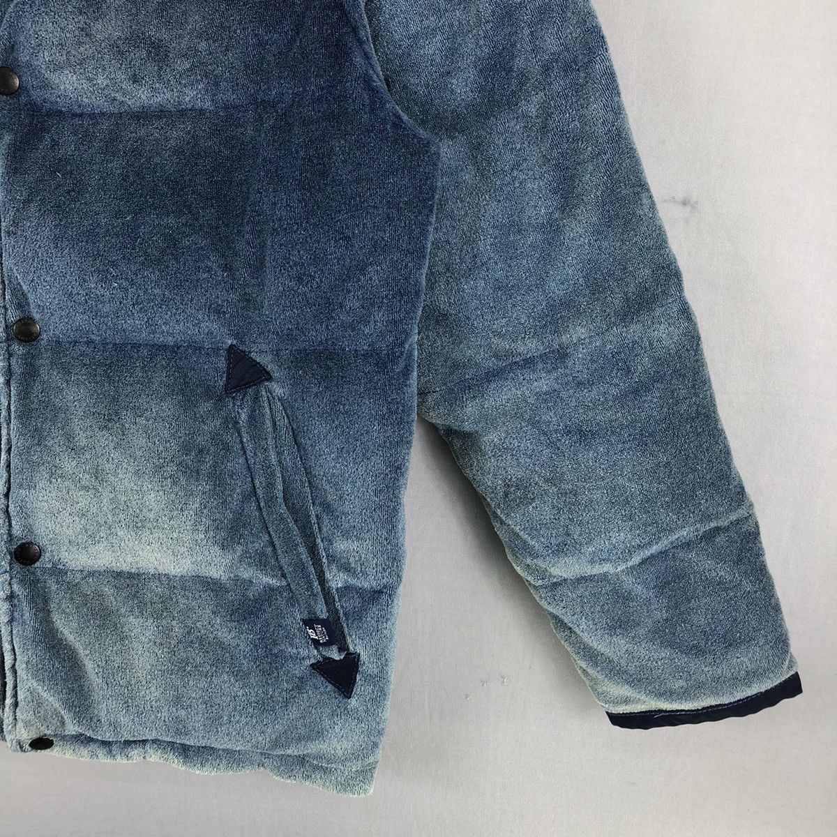 Japanese Brand Puffer Jacket Thrashed Fade Blue Indigo by Bayflow Size US M / EU 48-50 / 2 - 3 Thumbnail