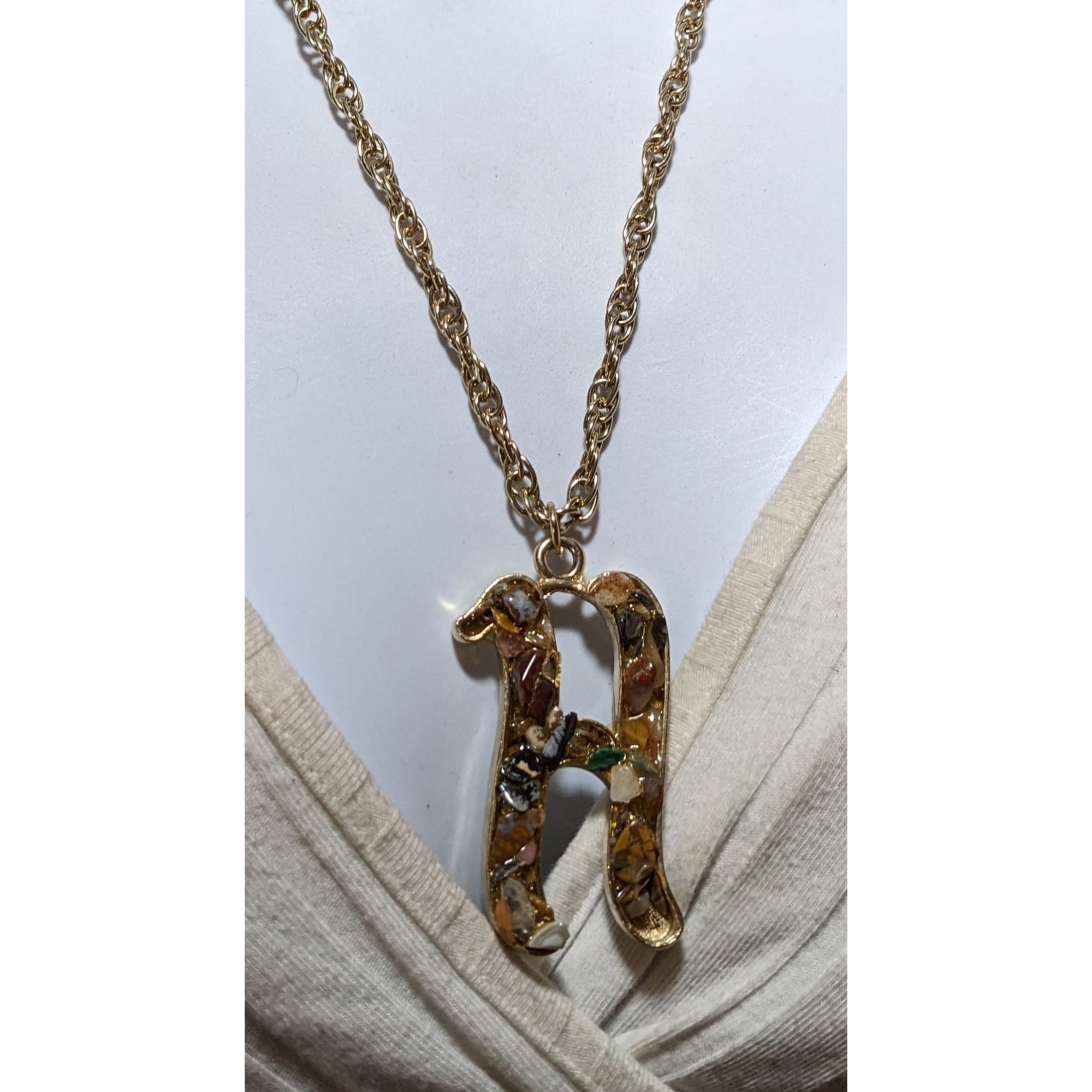 Other Gemstone Chip H Initial Pendant Necklace Size ONE SIZE - 8 Thumbnail