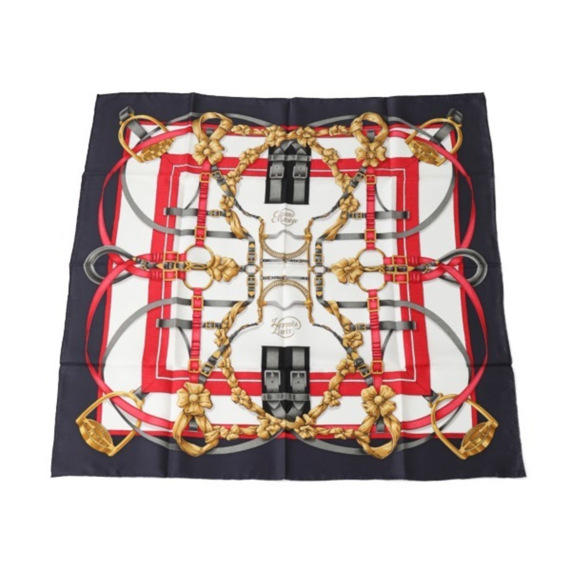 image of Hermes Crano Manege Kare90 Hermes Navy Scarf, Women's