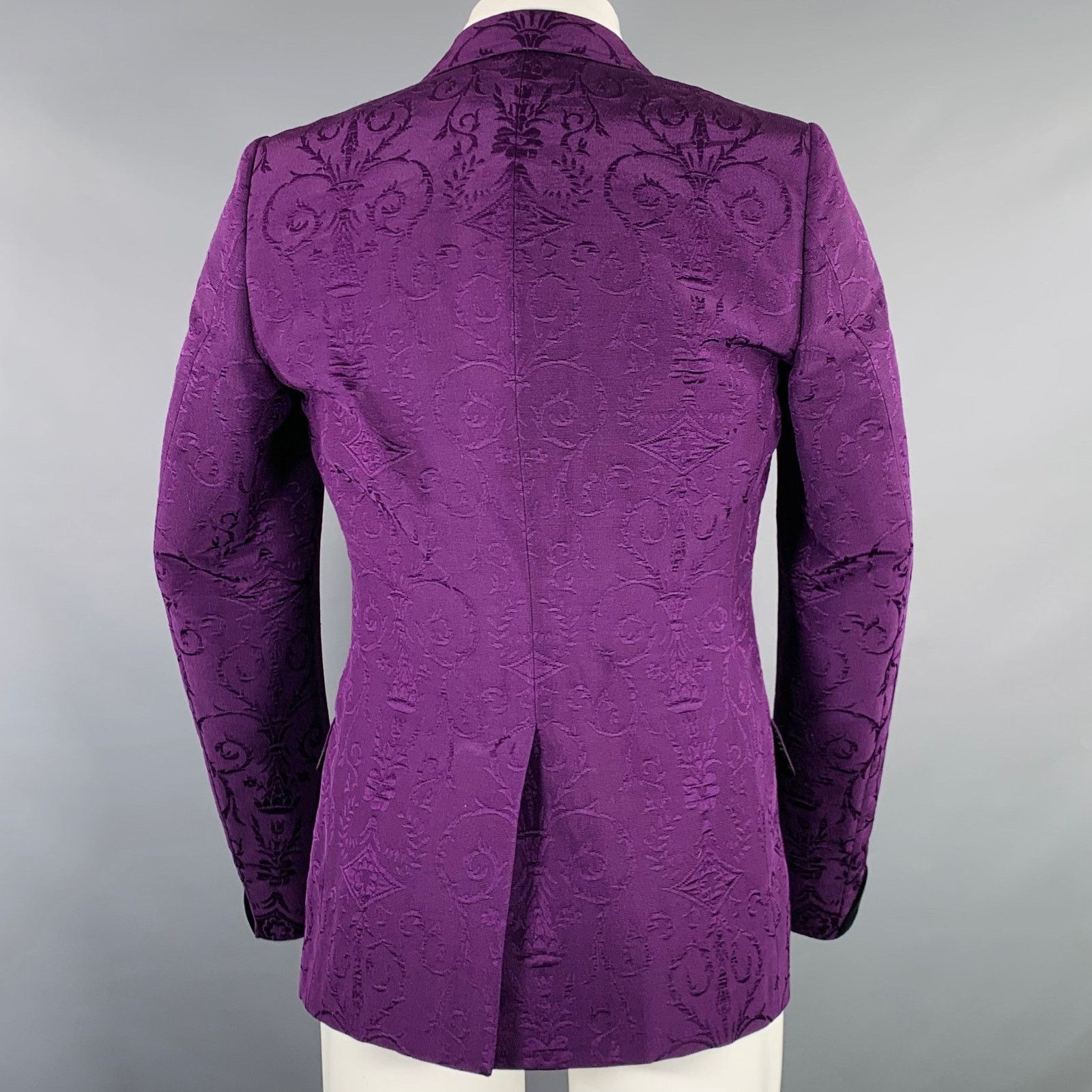 Gucci Size 36 Purple Black Jacquard Wool Silk Sport Coat Size 36R - 4 Thumbnail