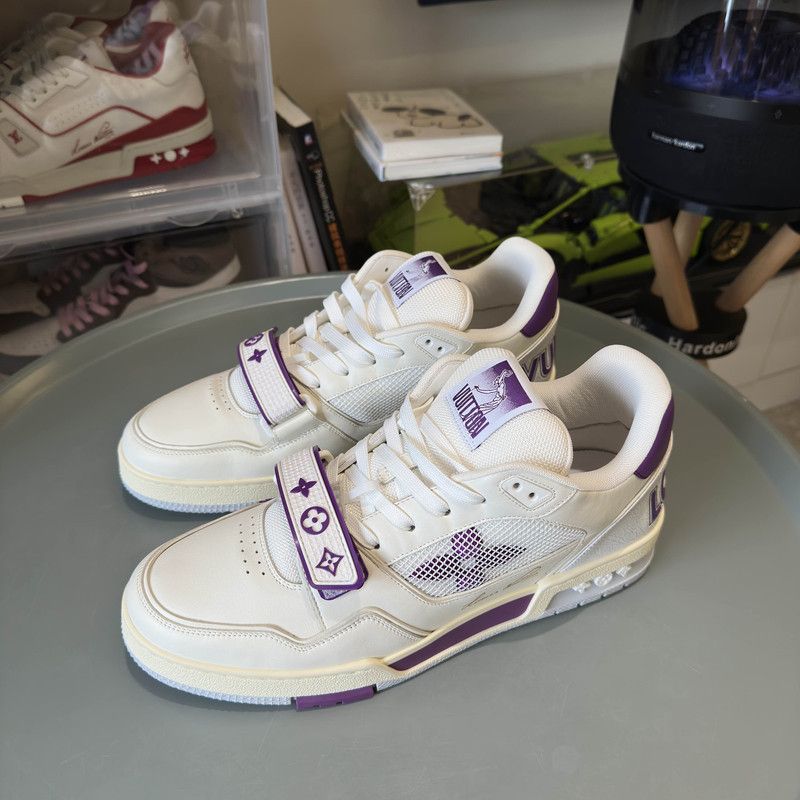 Louis Vuitton Louis Vuitton Trainer White Purple Fashion Sneakers 0079 Size US 10.5 / EU 43-44 - 1 Thumbnail