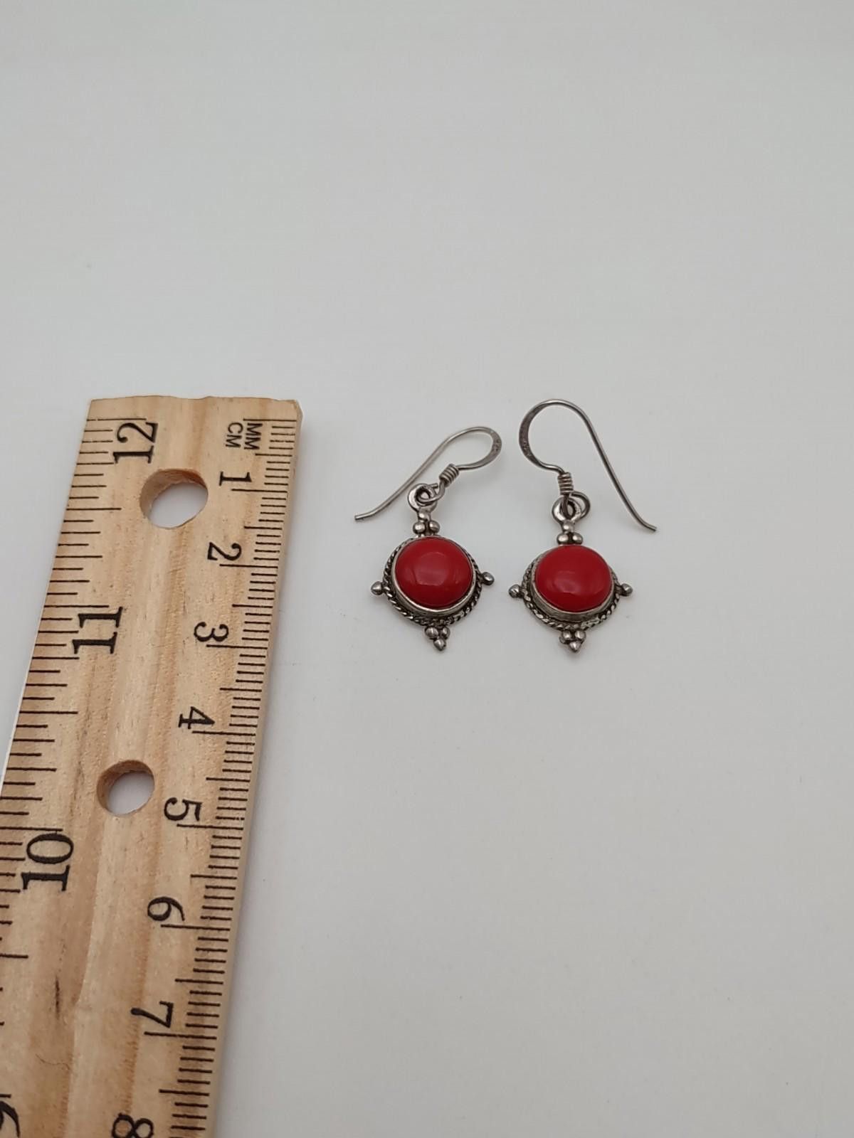 The Unbranded Brand Vintage 925 Sterling Silver Red Jasper Bali Drop Earrings Size ONE SIZE - 4 Thumbnail