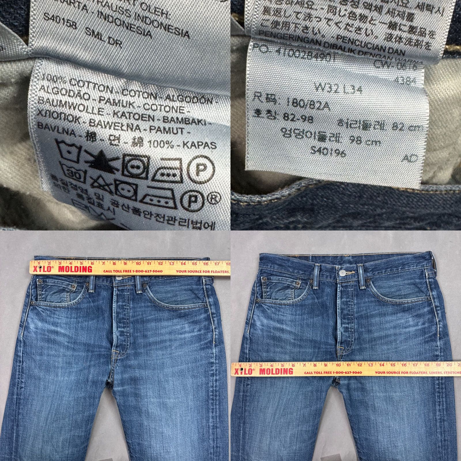 Levi's Levi's 501 Jeans Men 32x34 Blue Denim Pant Button Fly Leg Opening Altered Tapered Size US 32 / EU 48 - 9 Thumbnail