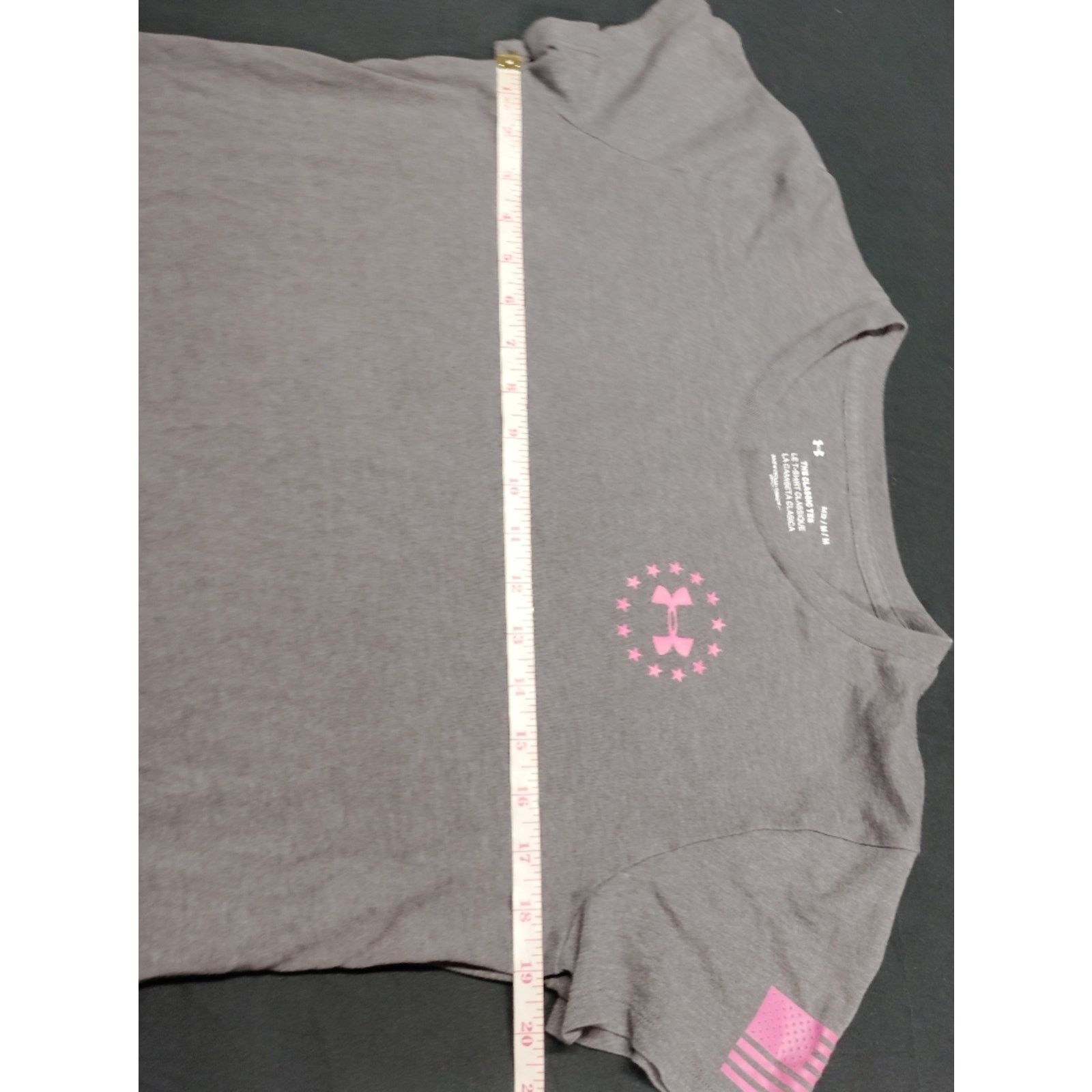 Under Armour Under Armour Light Gray Tee with Pink Freedom Flag Accents Size M / US 6-8 / IT 42-44 - 4 Thumbnail