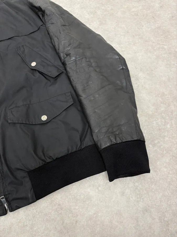 Gucci Gucci Black Leather & Nylon Bomber Jacket Size US M / EU 48-50 / 2 - 6 Thumbnail