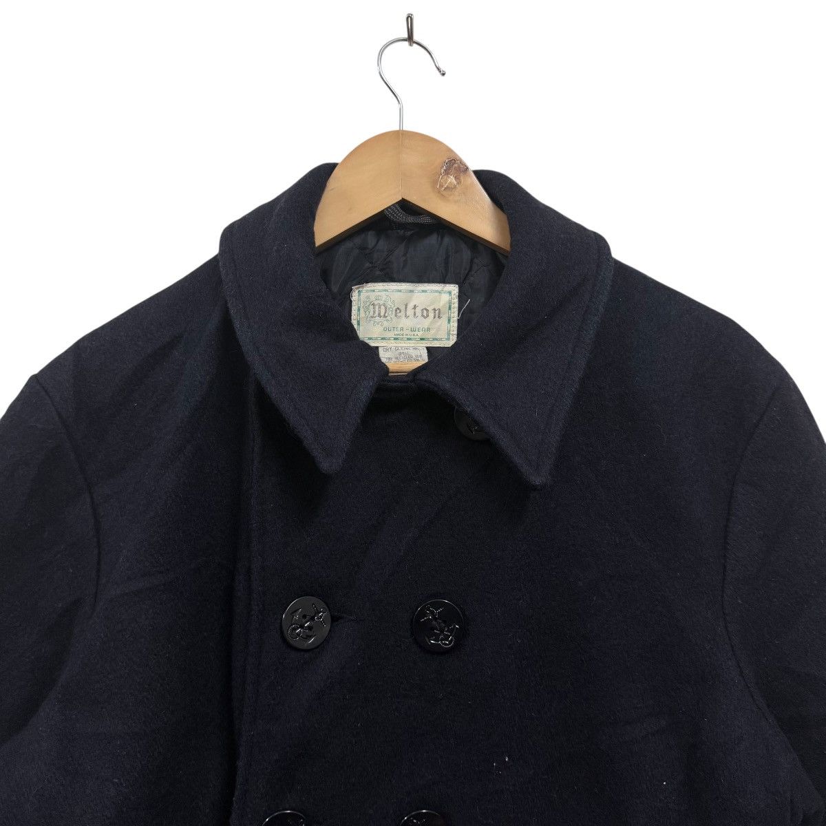 Vintage Vintage Melton USA Wool Pea Coat Jacket Navy Blue Size US L / EU 52-54 / 3 - 2 Thumbnail