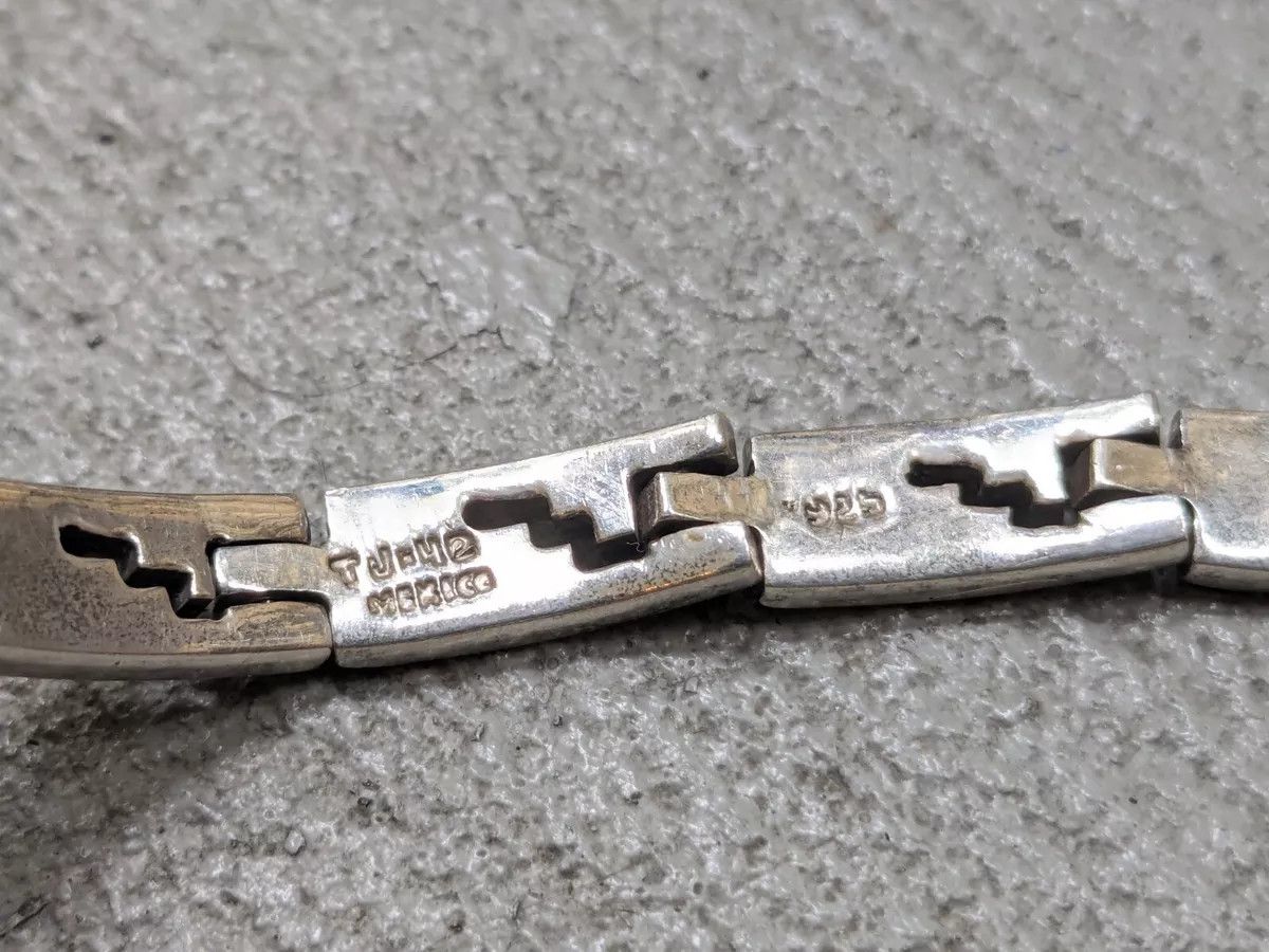 Jewelry Stainless Steel Bracelet Taxco Mexico Rectangle Panel Size ONE SIZE - 11 Thumbnail