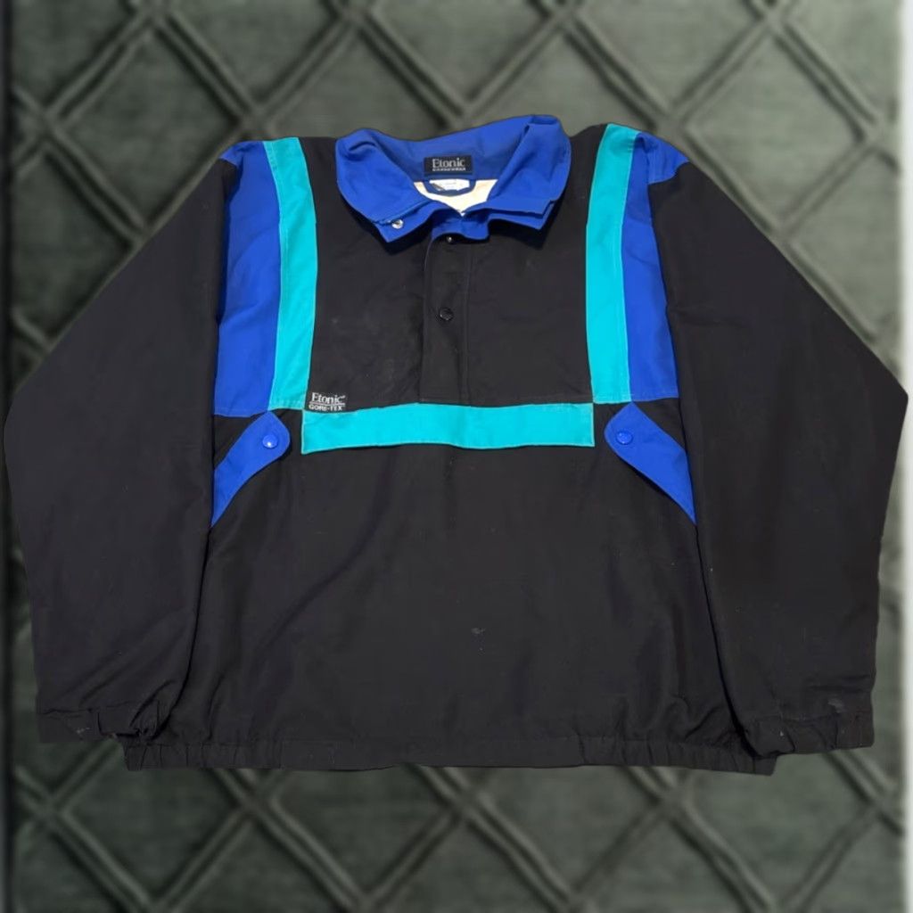 Vintage VINTAGE Etonic Windbreaker Jacket Mens L Golf Gore-Tex Water Resistant 90s Blue Teal Nylon Pullover - Size US L / EU 52-54 / 3 - 1 Thumbnail