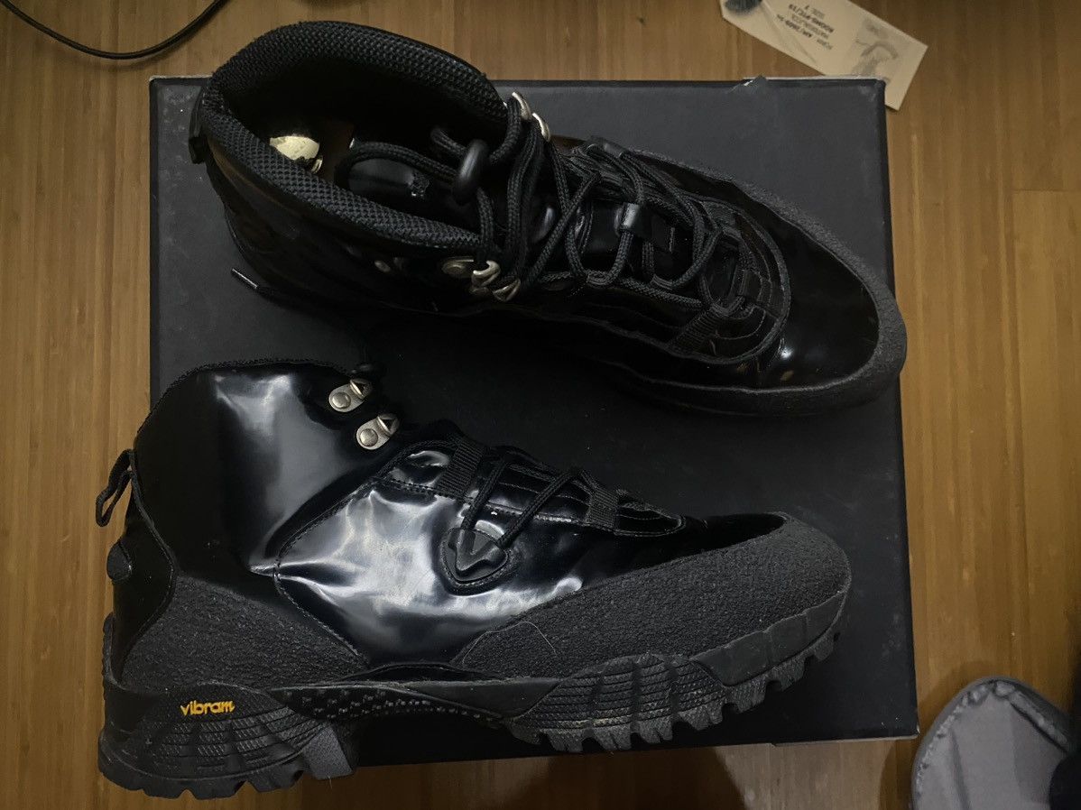 1017 ALYX 9SM × MMW × ROA Alyx ROA Black Patent Leather Hiking Boots Size US 10 / EU 43 - 1 Thumbnail