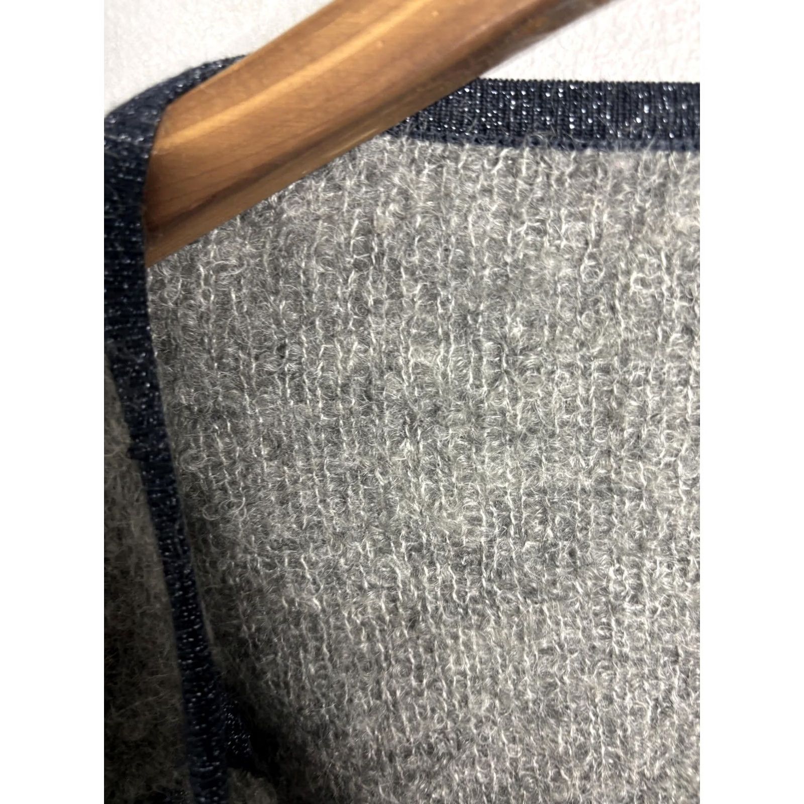 Vintage Des Petits Hauts Sweater Womens Large Gray Open Front Kid Mohair Wool Blend Cozy Size L / US 10 / IT 46 - 3 Thumbnail