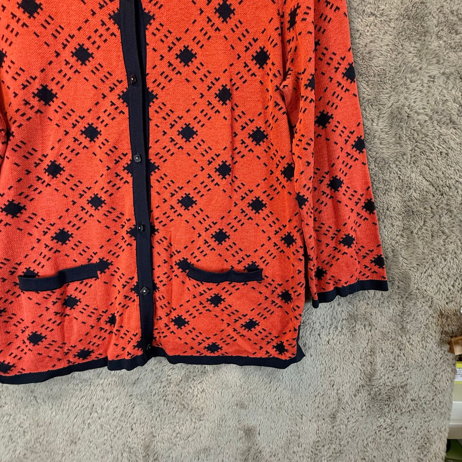 Pendleton Pendleton Silk Button Down Cardigan L Coral Red Orange Blue Size L / US 10 / IT 46 - 4 Thumbnail