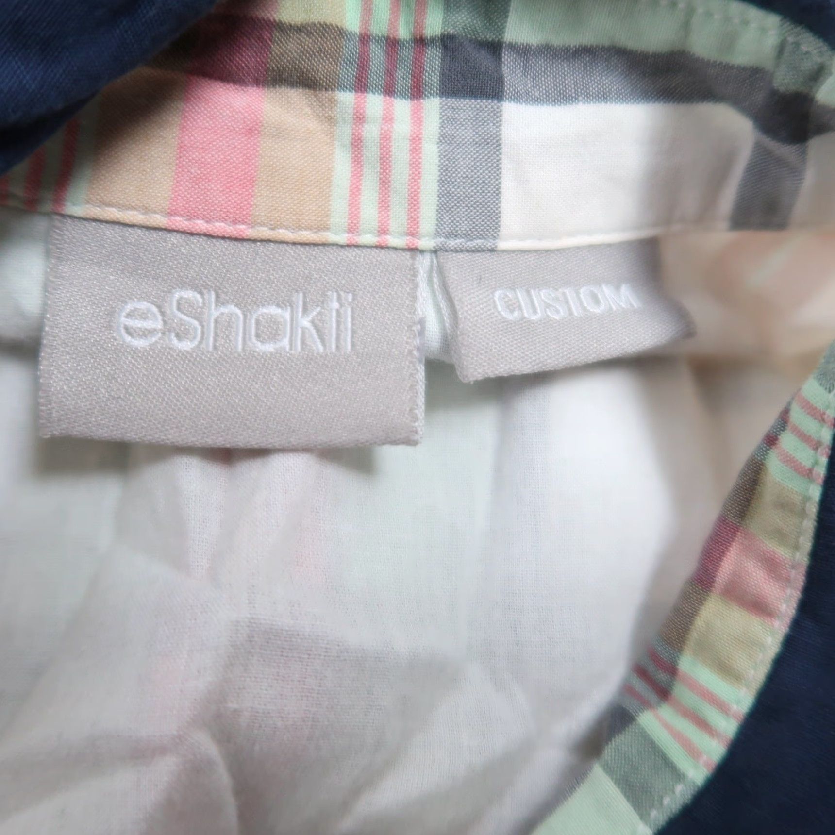 Vintage VINTAGE Eshakti Shirt Dress Midi Cotton Plaid Cream Red Green Navy Button Sleeveless A-Line Womens S Size S / US 4 / IT 40 - 5 Thumbnail