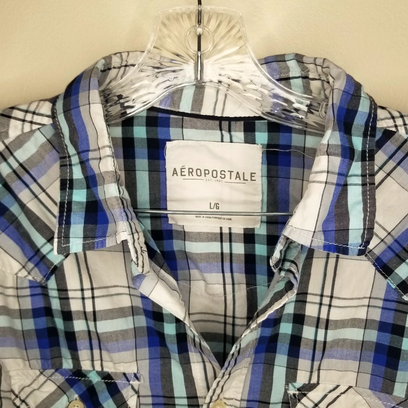 Vintage Aéropostale Shirt Men Long Sleeve Plaid Button-Up Size Large Blue Mens Size US L / EU 52-54 / 3 - 3 Thumbnail