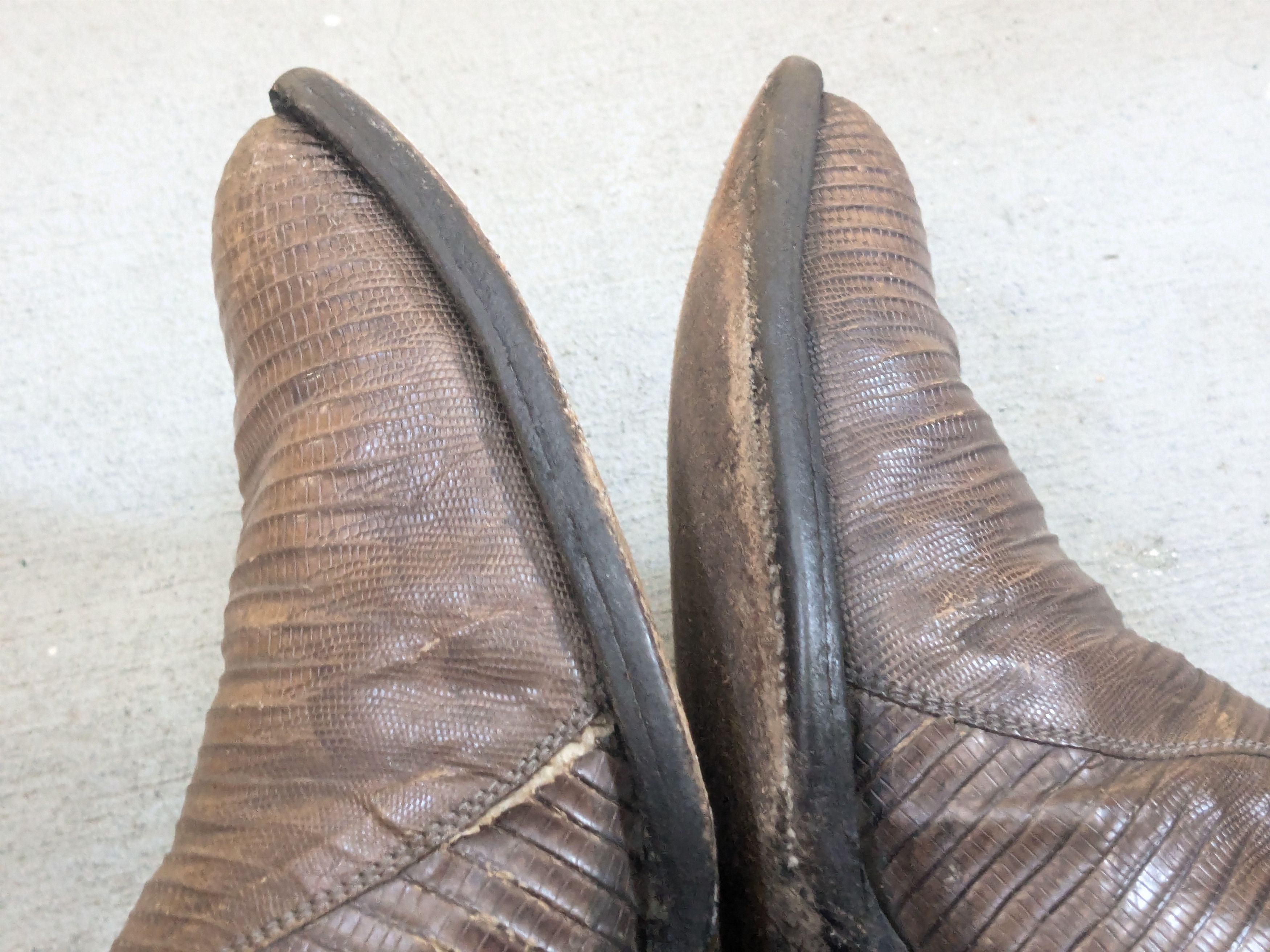 Genuine Leather Panhandle Slim Cowboy Boots 10.5 D Lizard Olive Black 10.5 Size US 10.5 / EU 43-44 - 10 Thumbnail